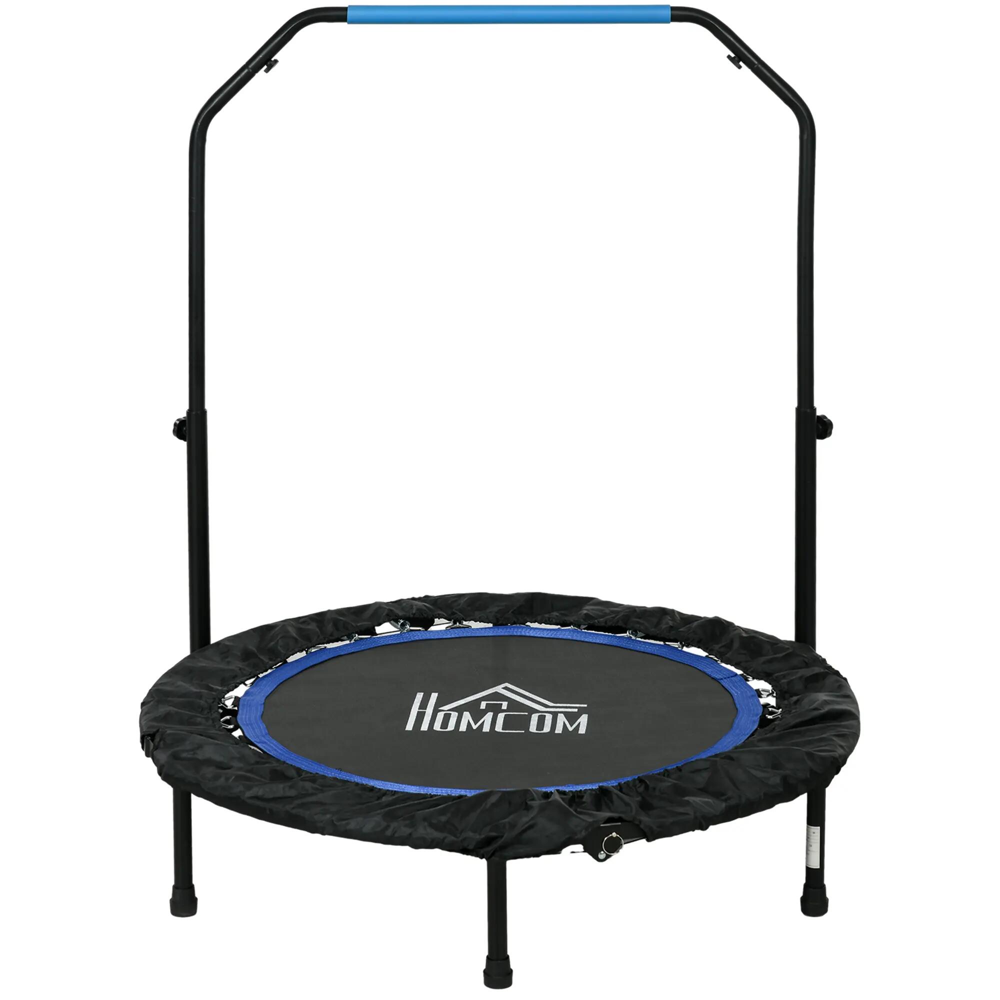 Mini trampoline fitness diamètre 102 cm guidon ajustable hauteur bleu 2/6
