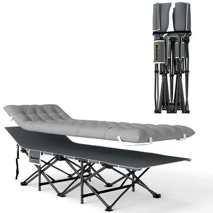 Lit de camp - Camping - Pliable, matelas mousse - Gris clair
