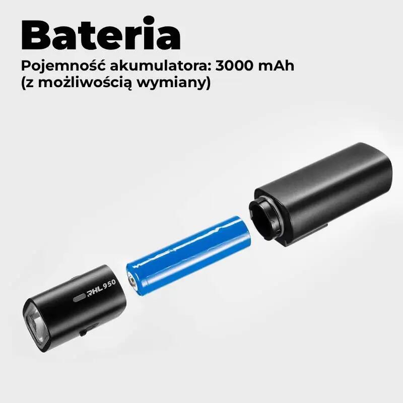 Lampka rowerowa przednia, na wymienną baterię, USB-C 950lm - RHL950 ROCKBROS 4/7
