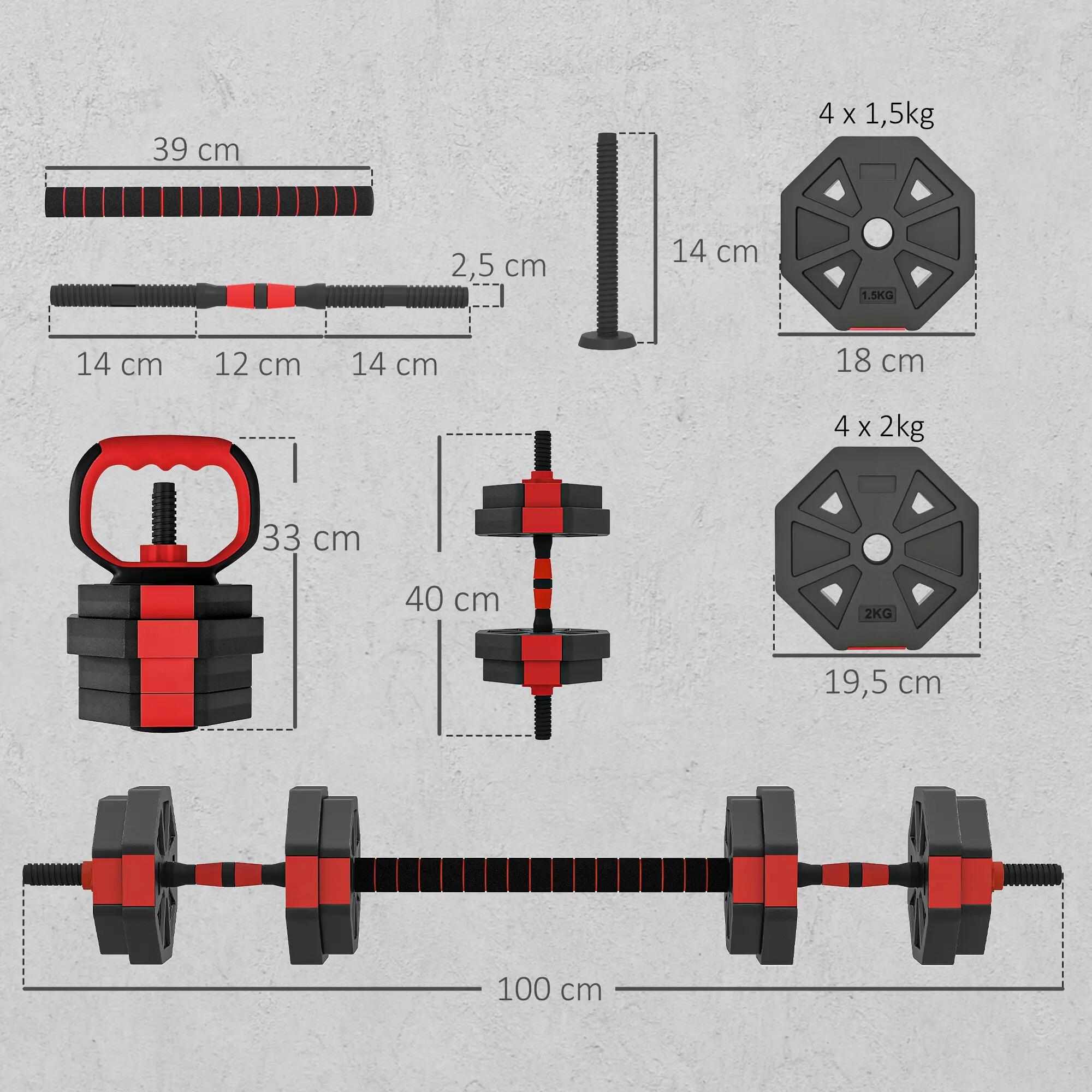 Haltères polyvalents - musculation - unisexe - réglables 6 en 1 5/6