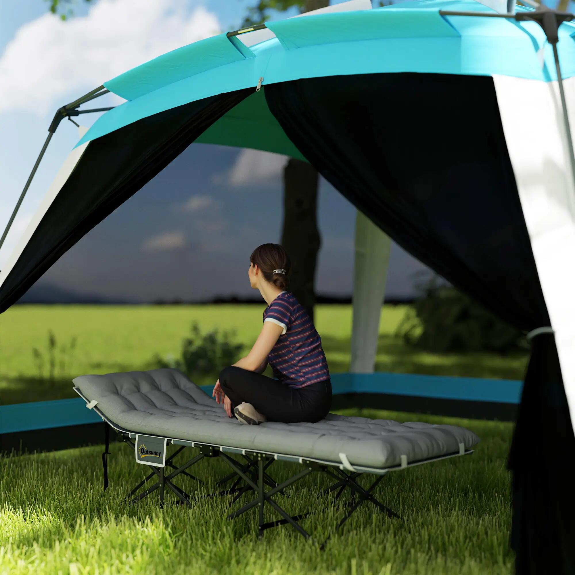 Lit de camp - Camping - Pliable, matelas mousse - Gris clair 4/6