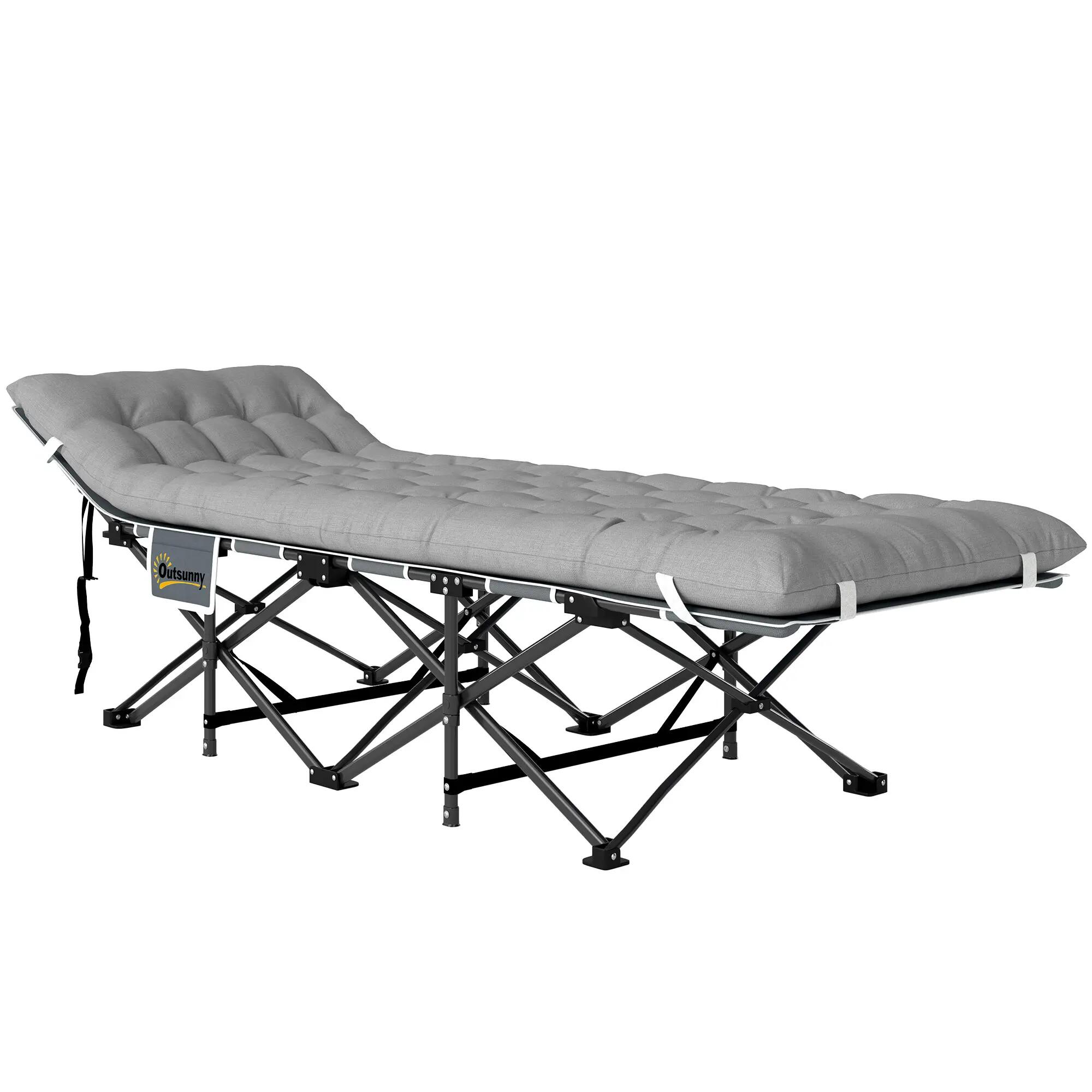 Lit de camp - Camping - Pliable, matelas mousse - Gris clair 2/6