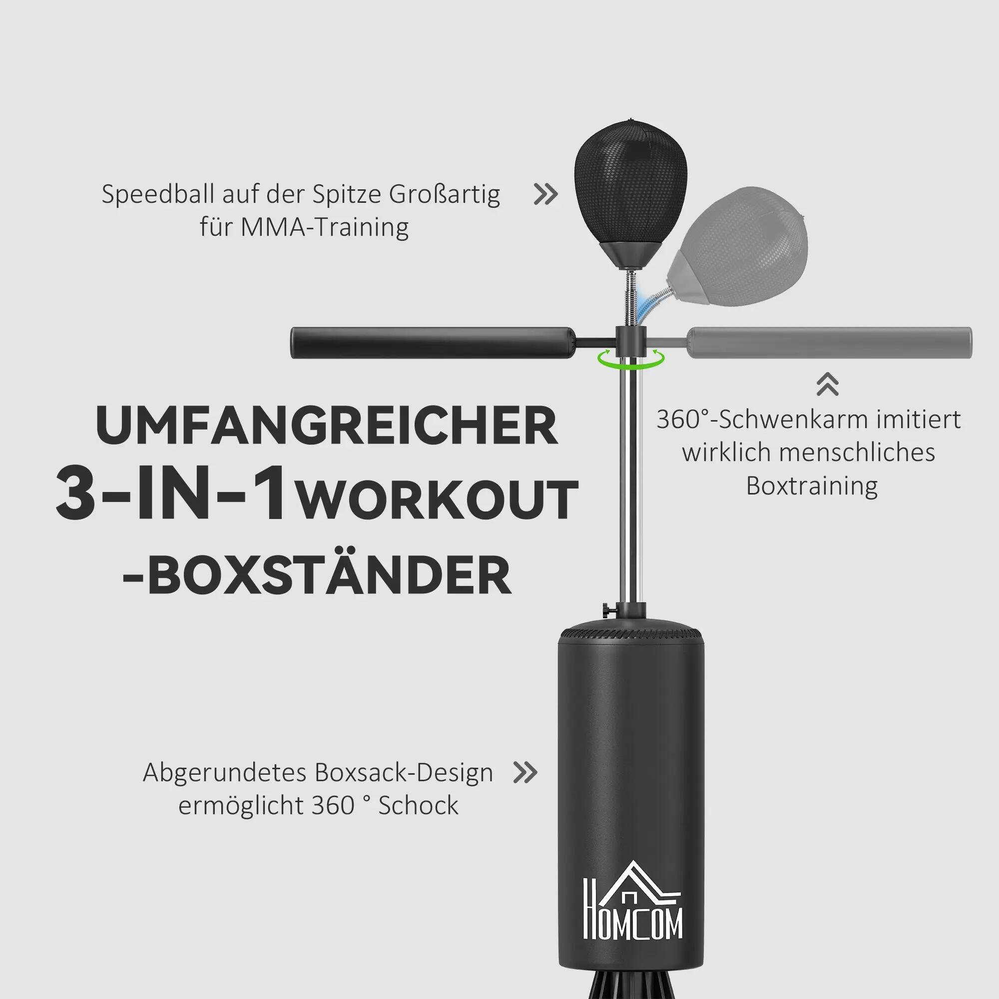 Sac de frappe sur pied - Boxe - Unisexe - Base lestable - Noir 5/6