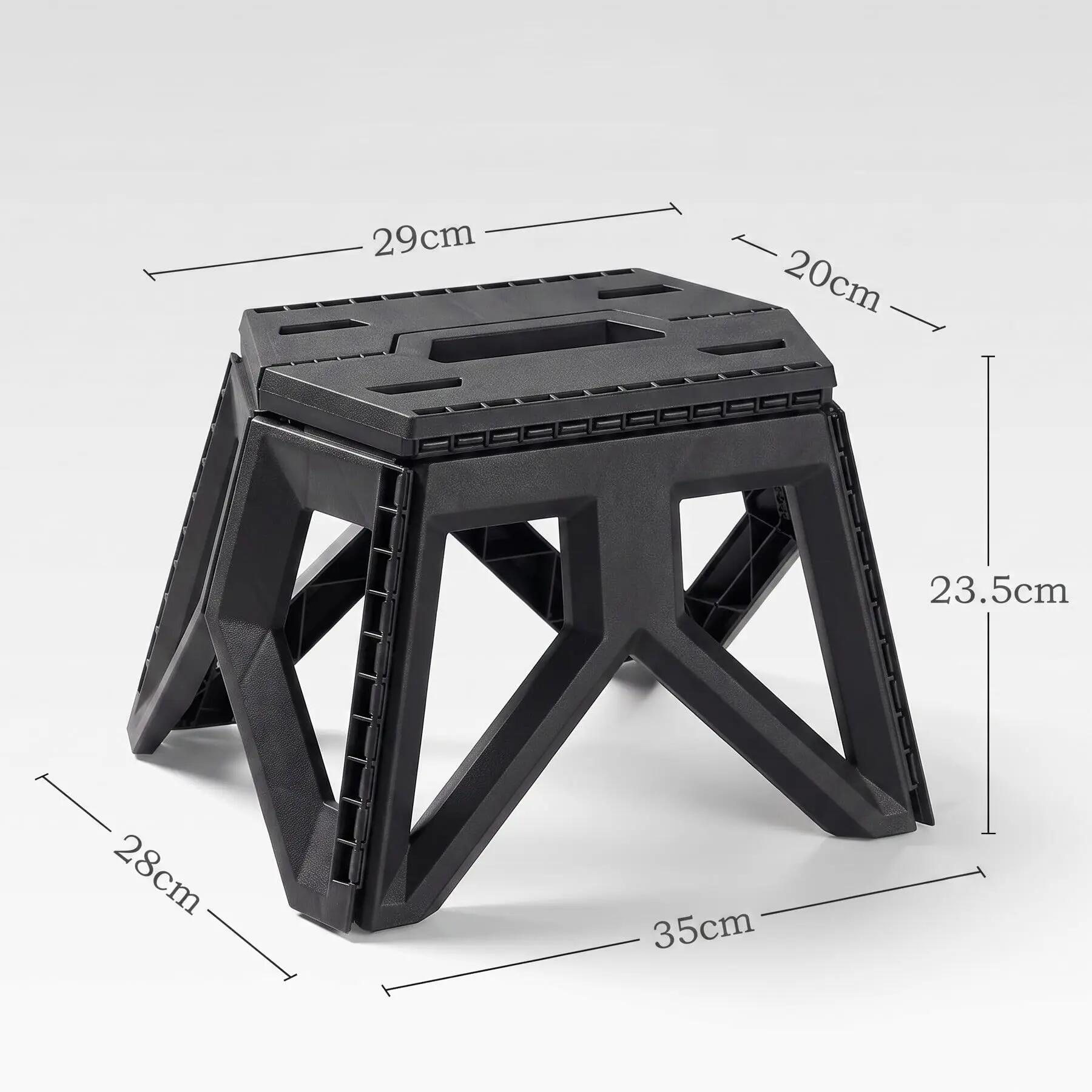 Taburete Plegable Portátil de plástico PP con asa, Alta Capacidad, negro 6/7