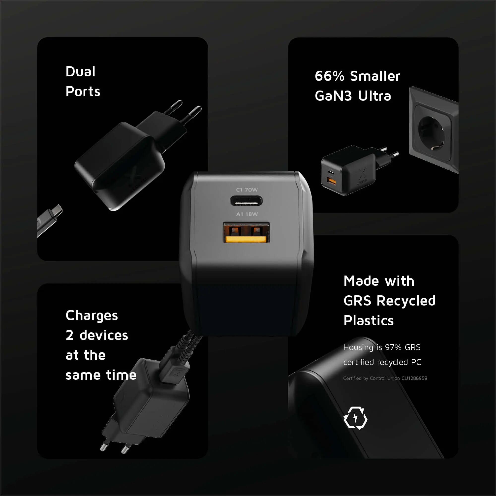Cargador universal - Adaptador NextGen de 70 W - Cargador - Blanco 6/7