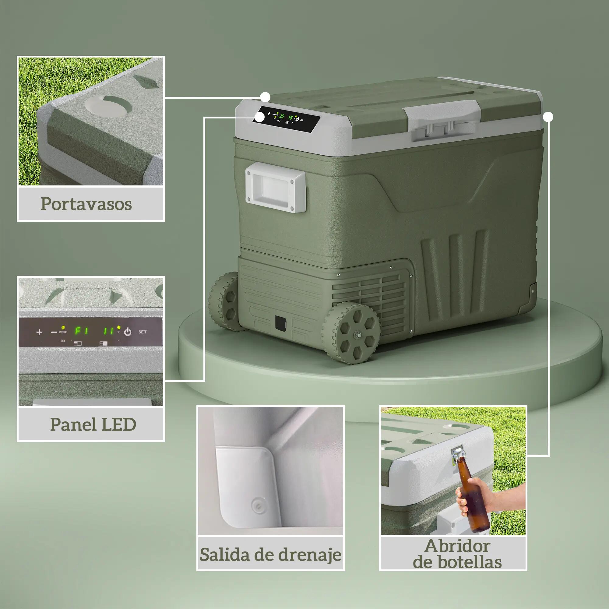 Nevera Portátil Outsunny 64.5x43.5x53 cm Verde 5/5