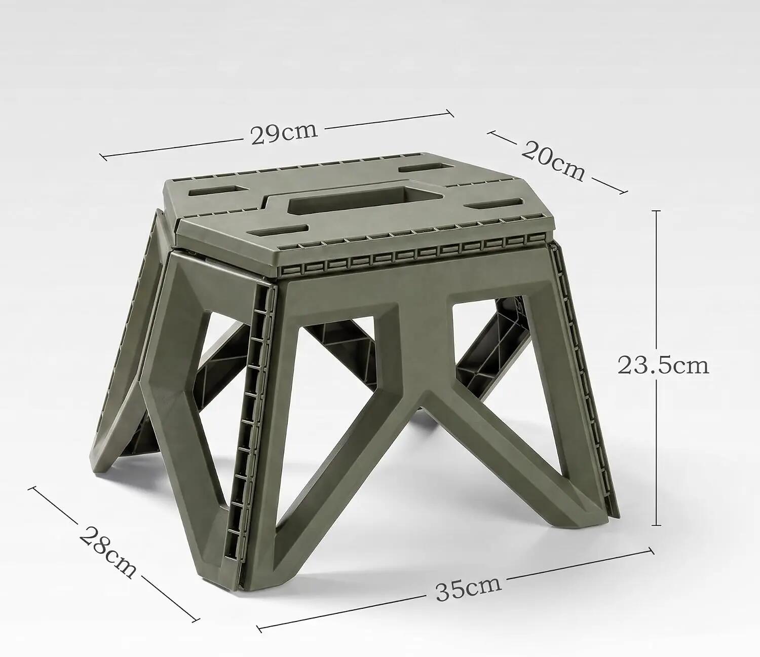 Taburete Plegable Portátil de plástico PP con asa, de Camping, negro 3/7