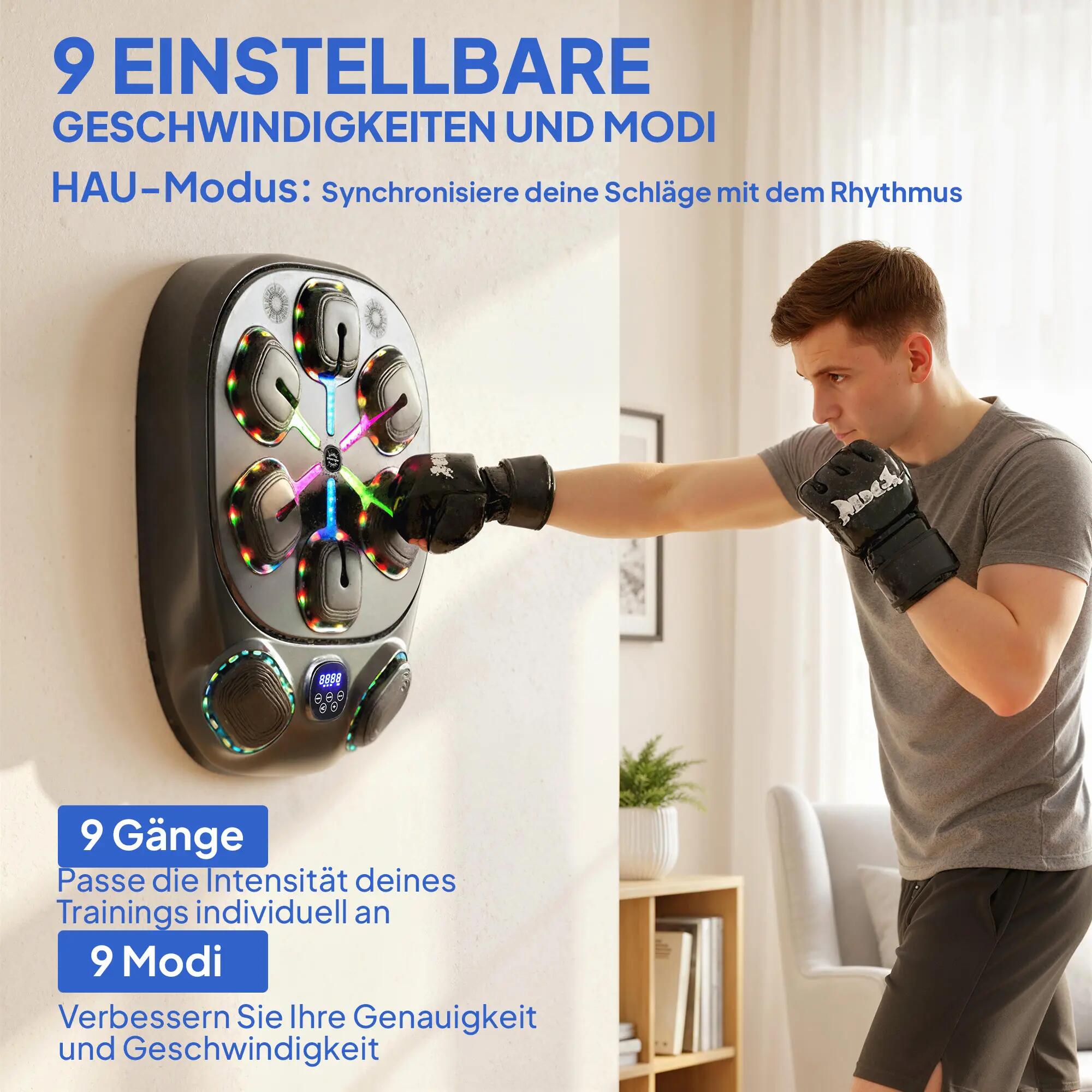 Machine de boxe musicale, machine de boxe électronique à LED avec double zone de 6/9