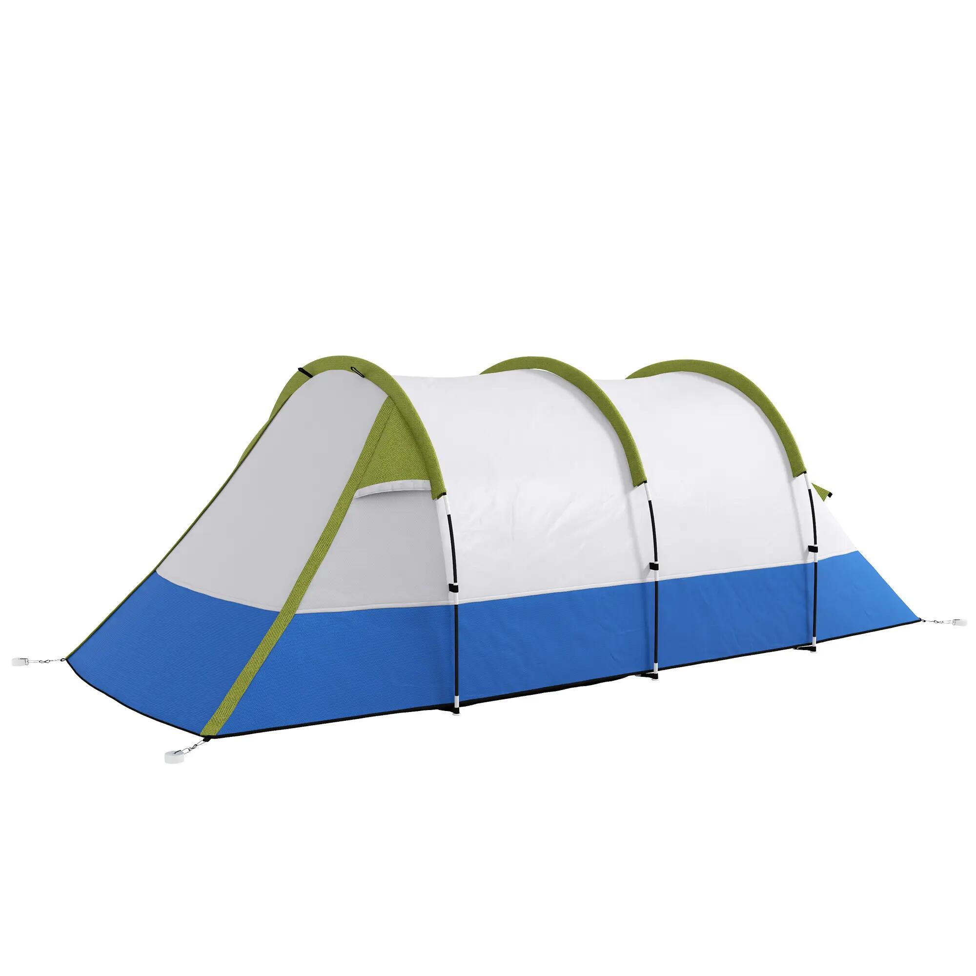 Tente de camping - Tunnel imperméable, 3 entrées - Verte 2/6