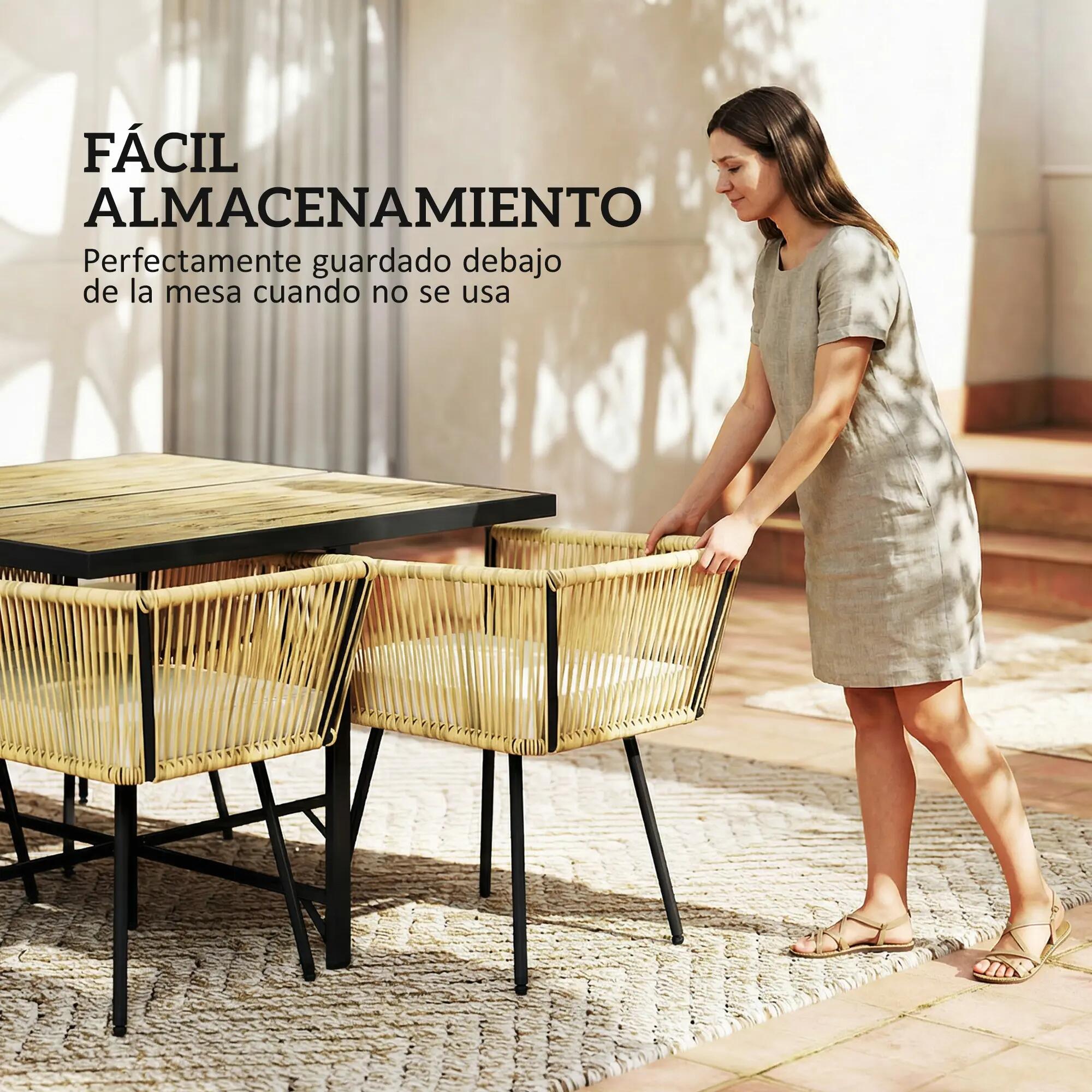 Conjunto jardín ratán mesa 110x110 y 4 sillones 5/5