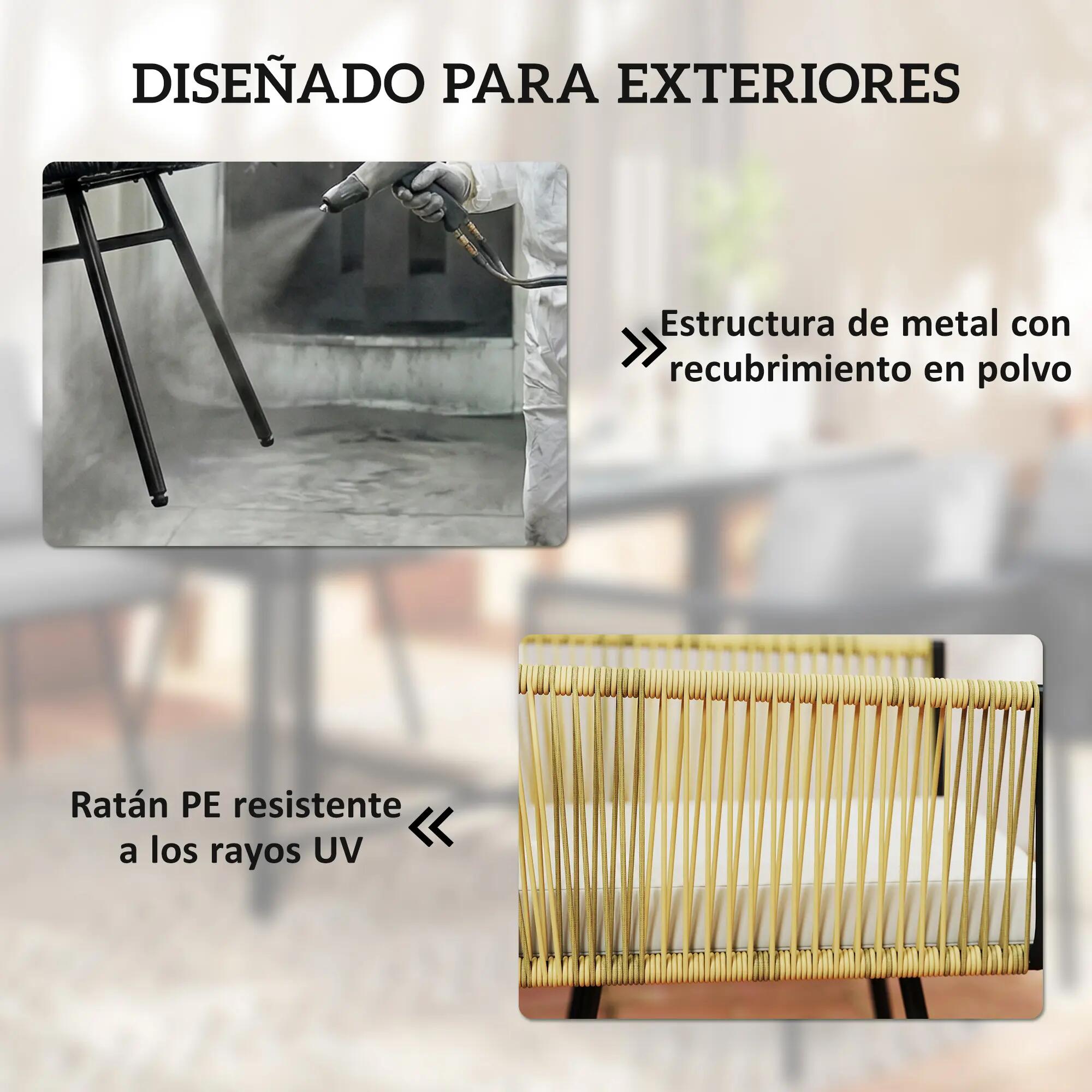 Conjunto jardín ratán mesa 110x110 y 4 sillones 4/5