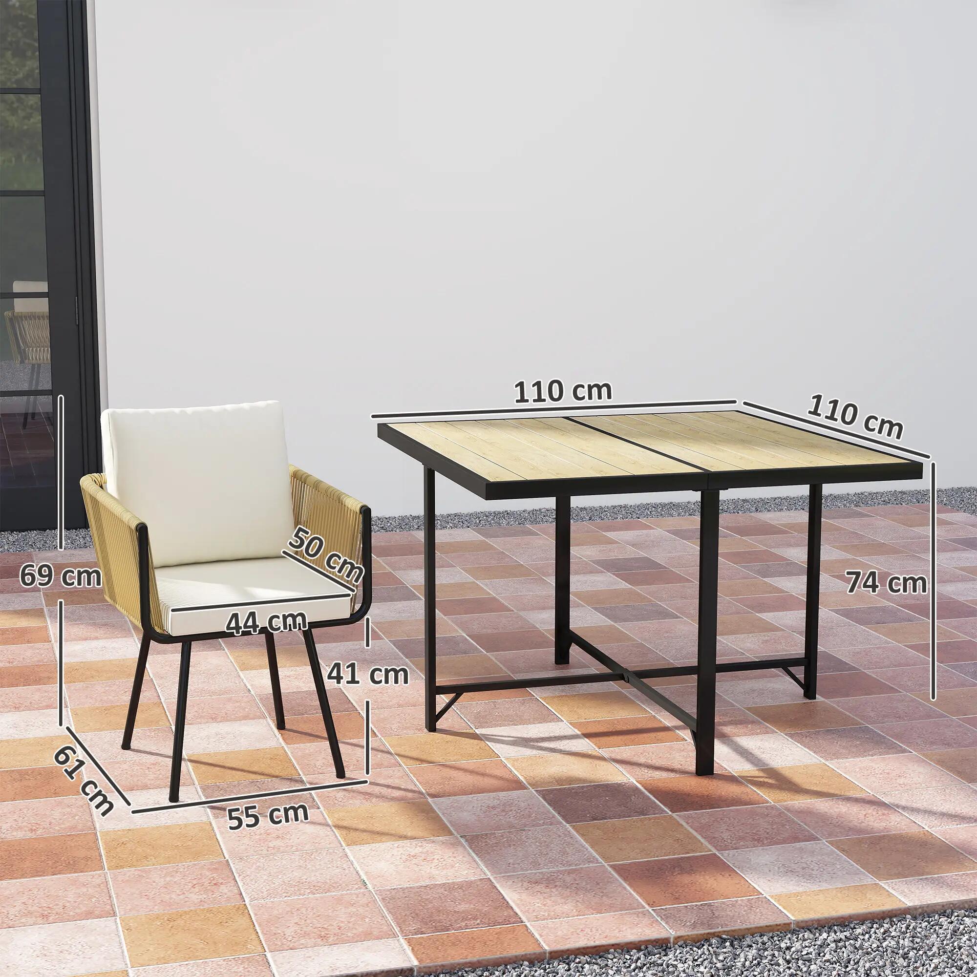 Conjunto jardín ratán mesa 110x110 y 4 sillones 3/5