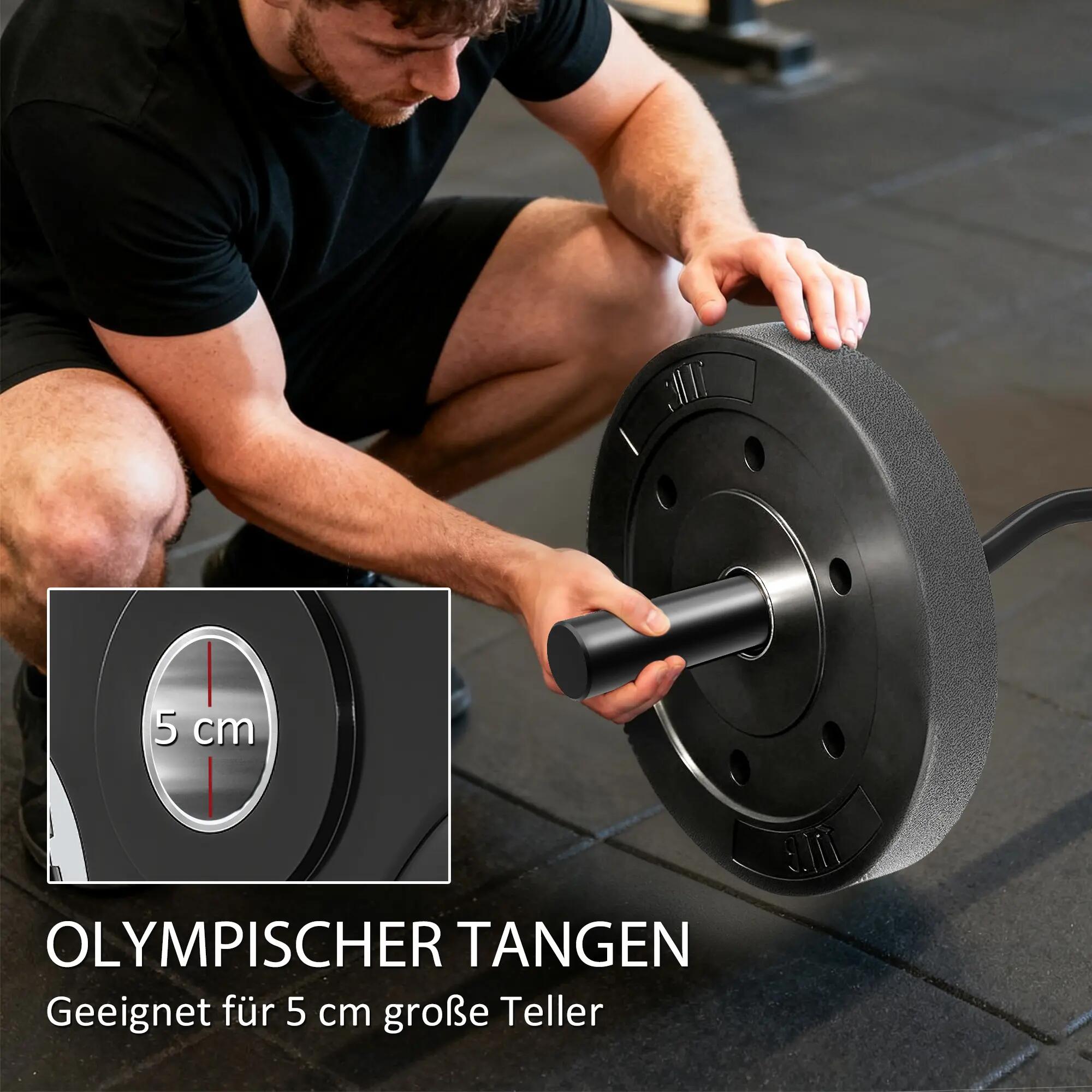 barre curl - haltérophilie - acier, manchons olympiques - noir 6/6