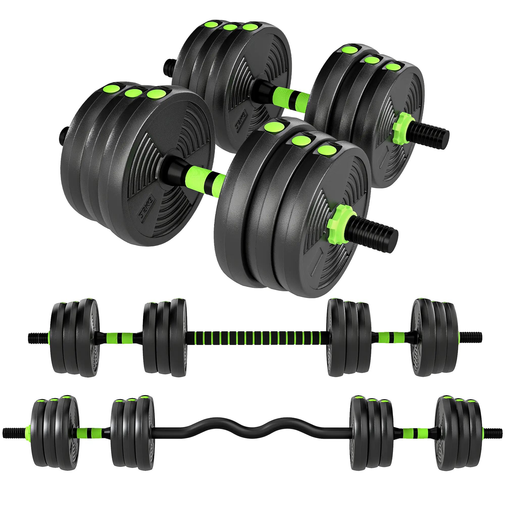 Ensemble d'haltères - Musculation - 3en1, noir et vert 2/6