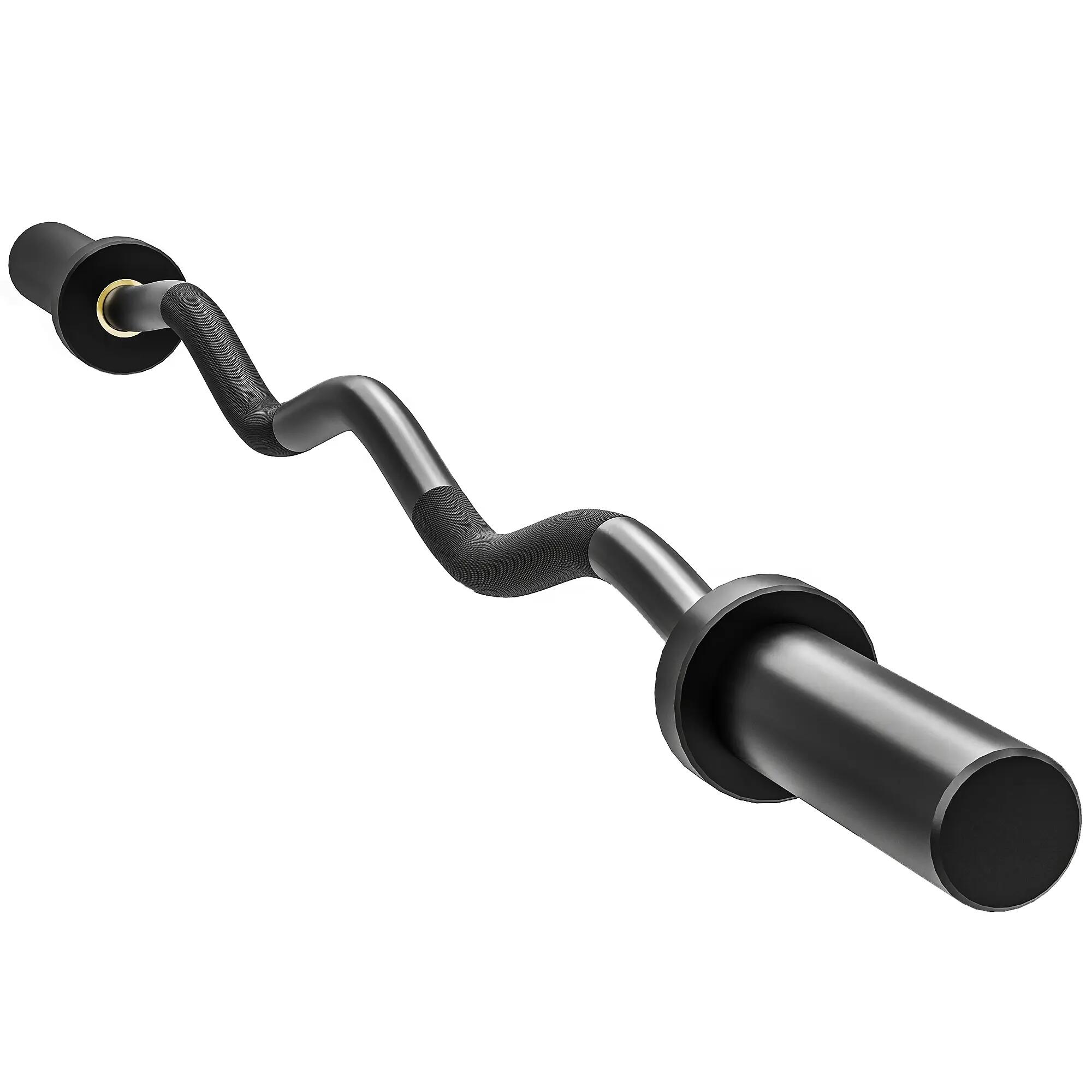 barre curl - haltérophilie - acier, manchons olympiques - noir 2/6