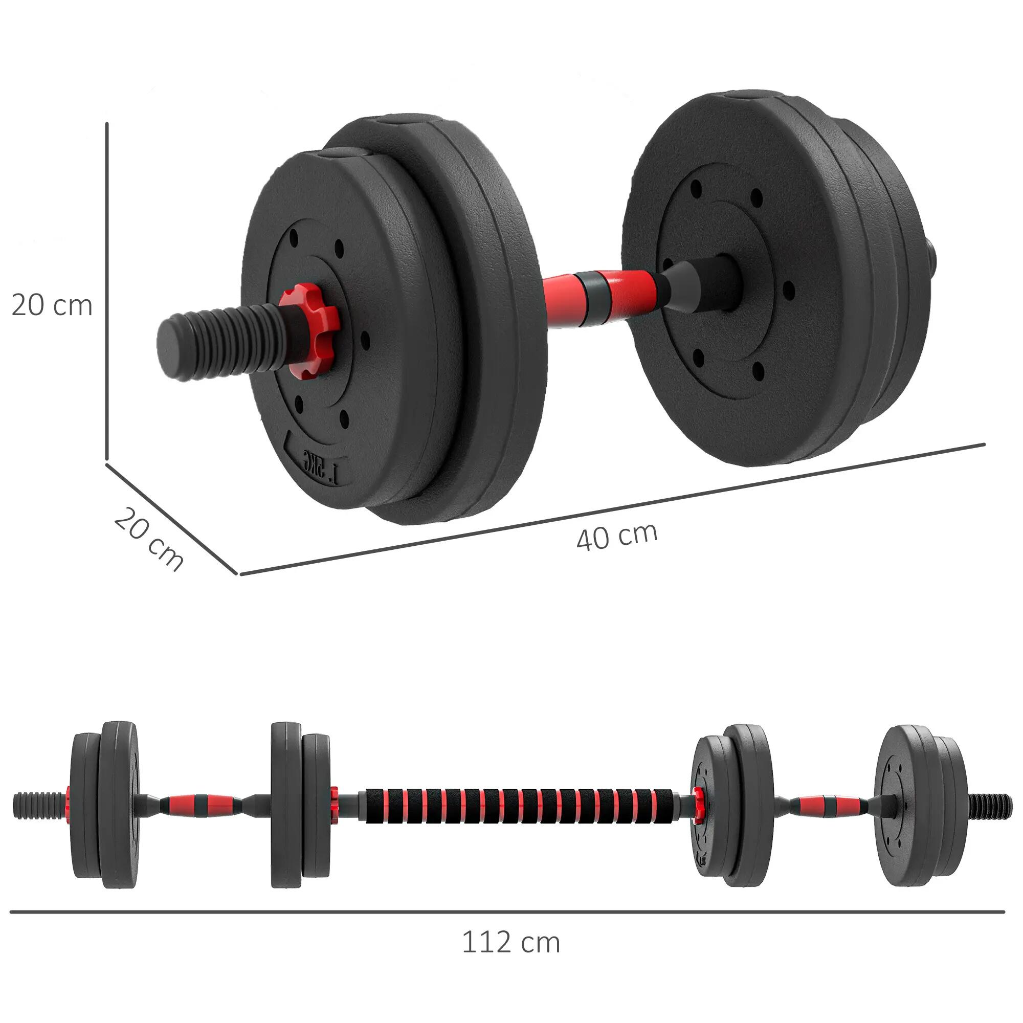 Ensemble d'haltères courtes total 15 Kg - barres incluses - acier HDPE 3/5