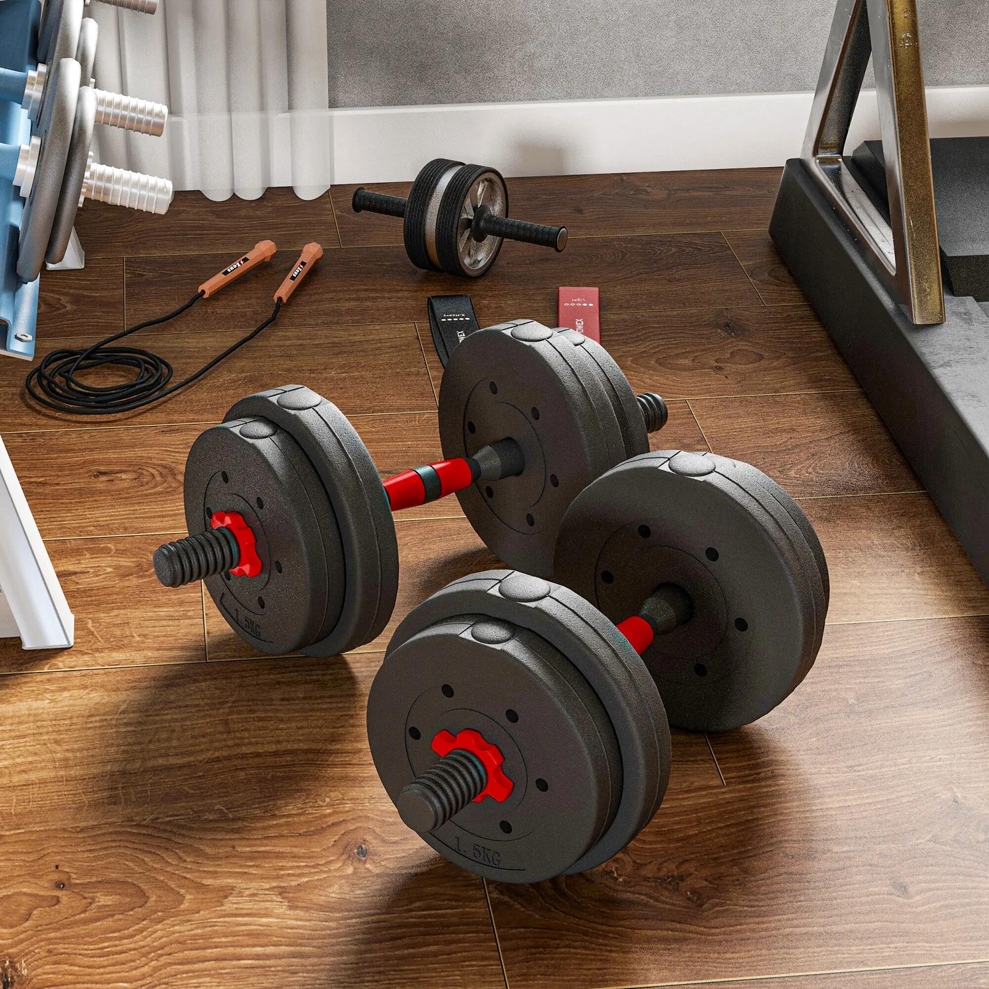 Ensemble d'haltères courtes total 15 Kg - barres incluses - acier HDPE 4/5