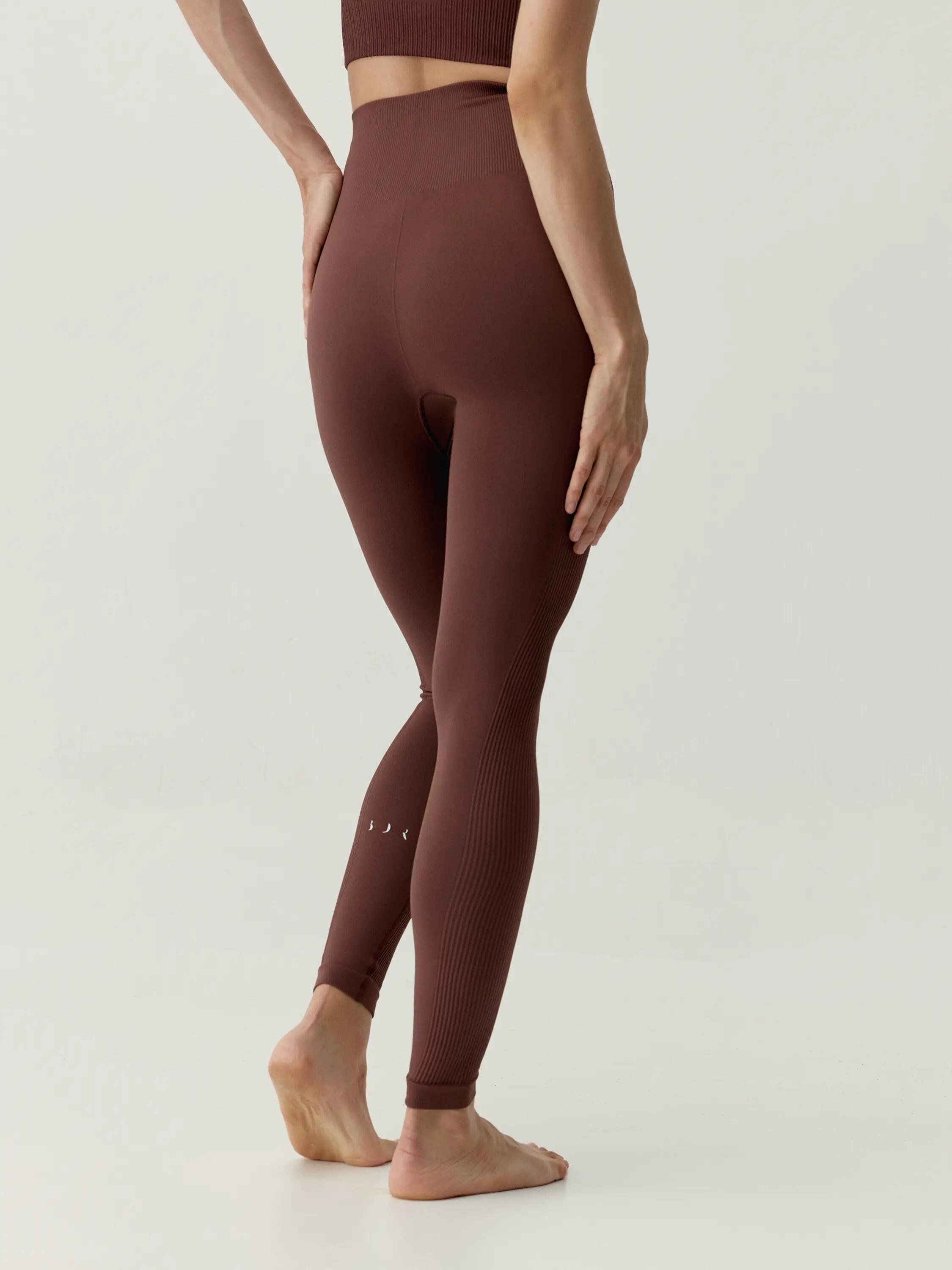 Sportleggings Damen Flow Nahtlos lang hoher Bund 2/5