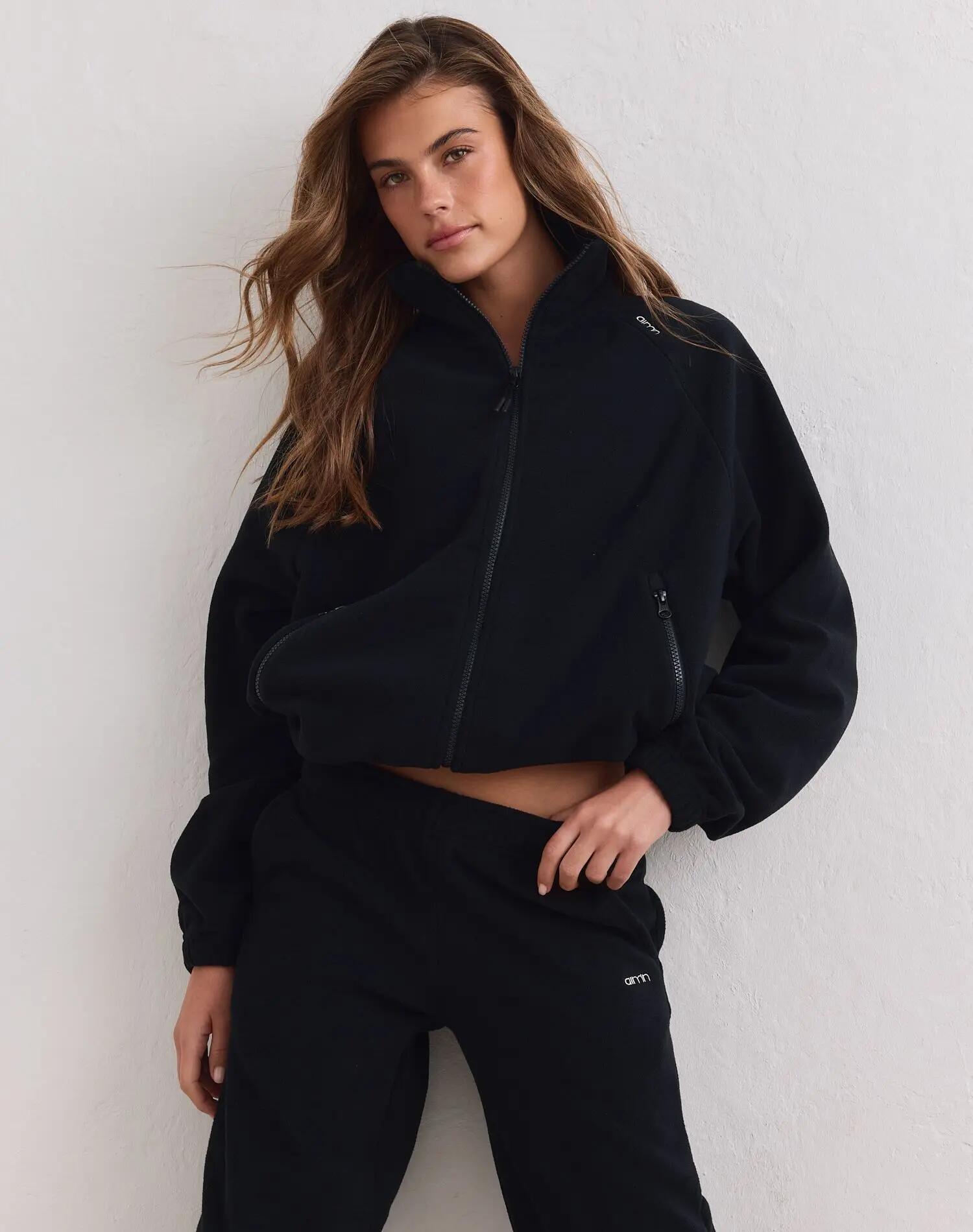 Damen Fleecejacke mit Reißverschluss Schwarz 5/5