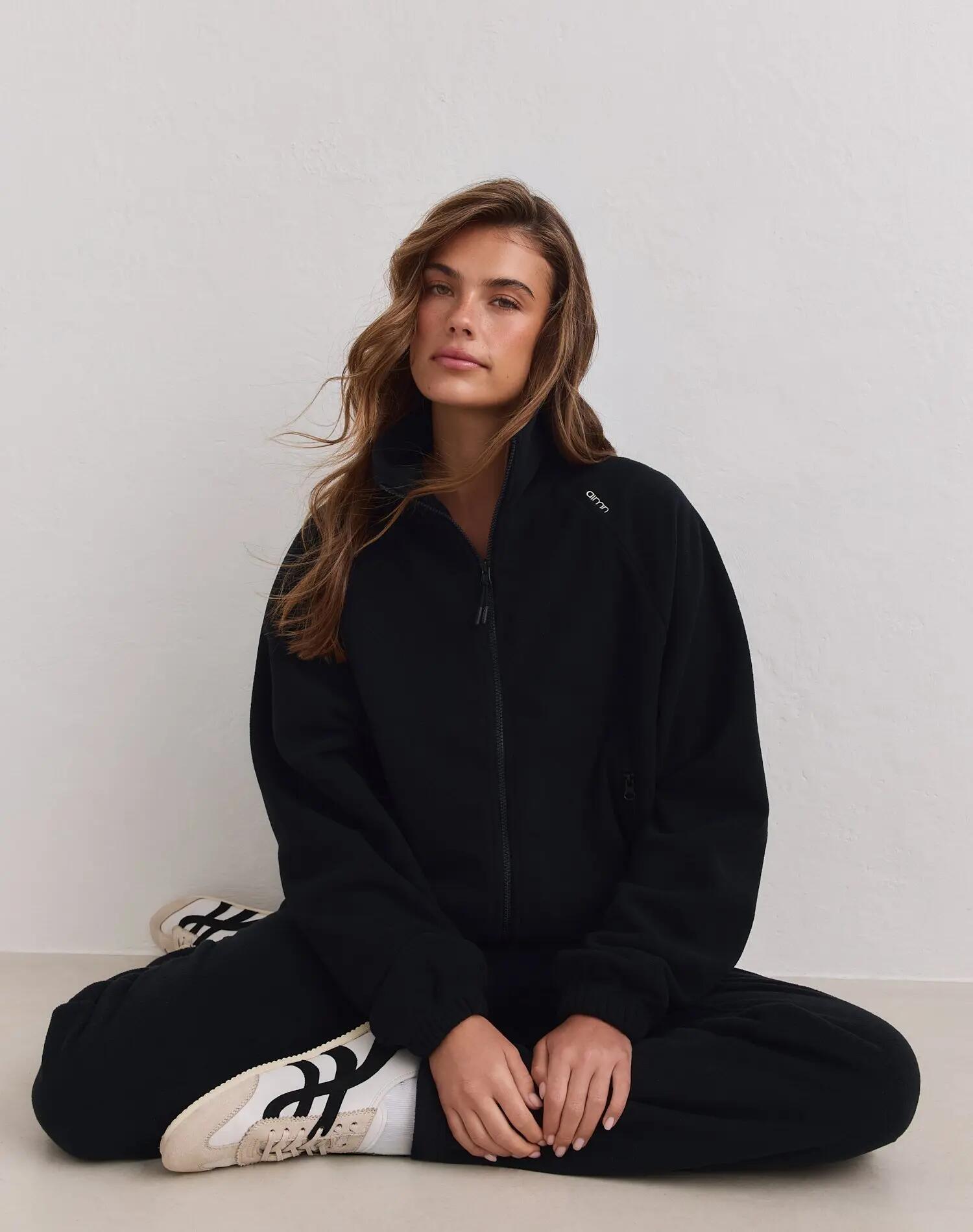 Damen Fleecejacke mit Reißverschluss Schwarz 4/5