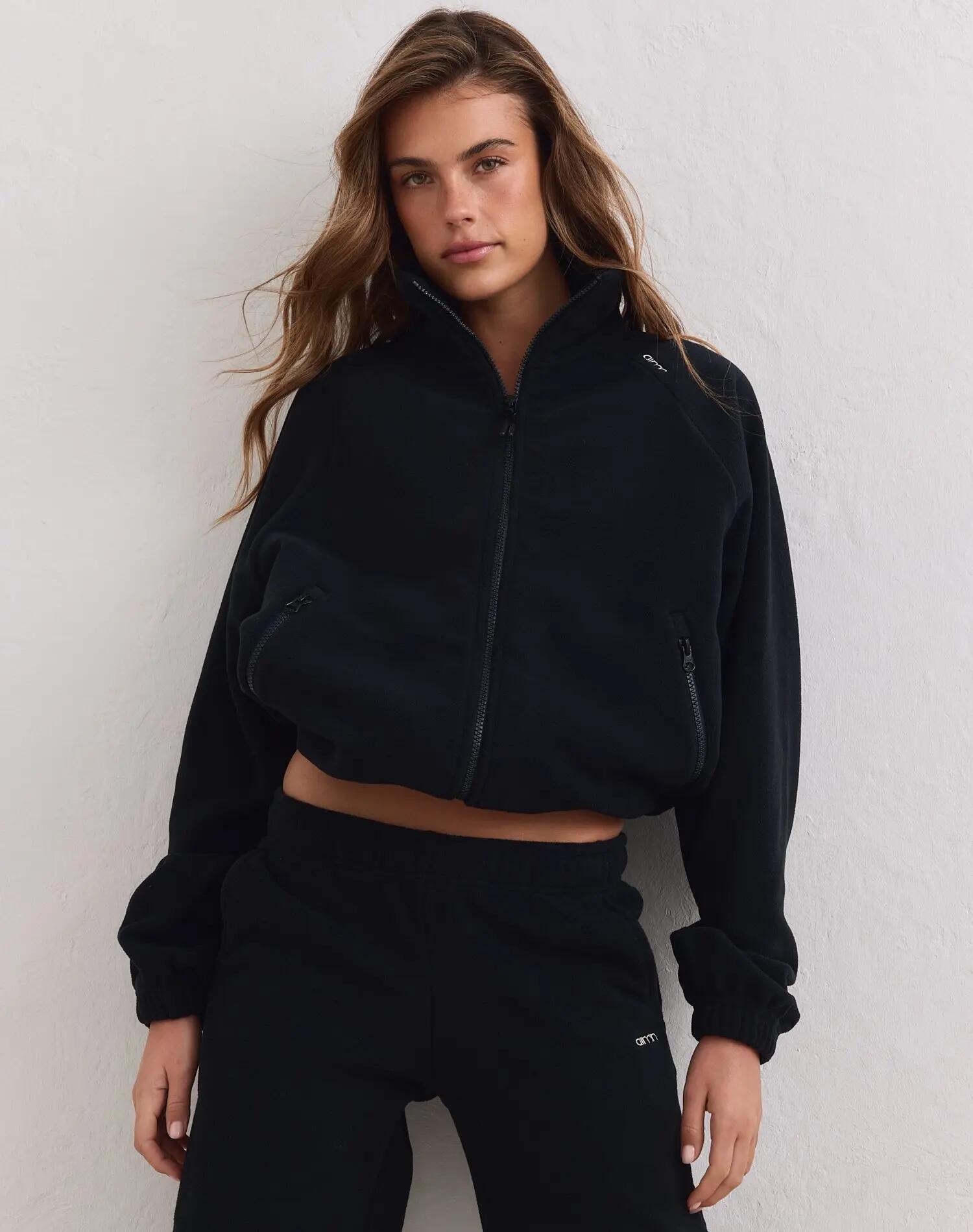 Damen Fleecejacke mit Reißverschluss Schwarz 3/5