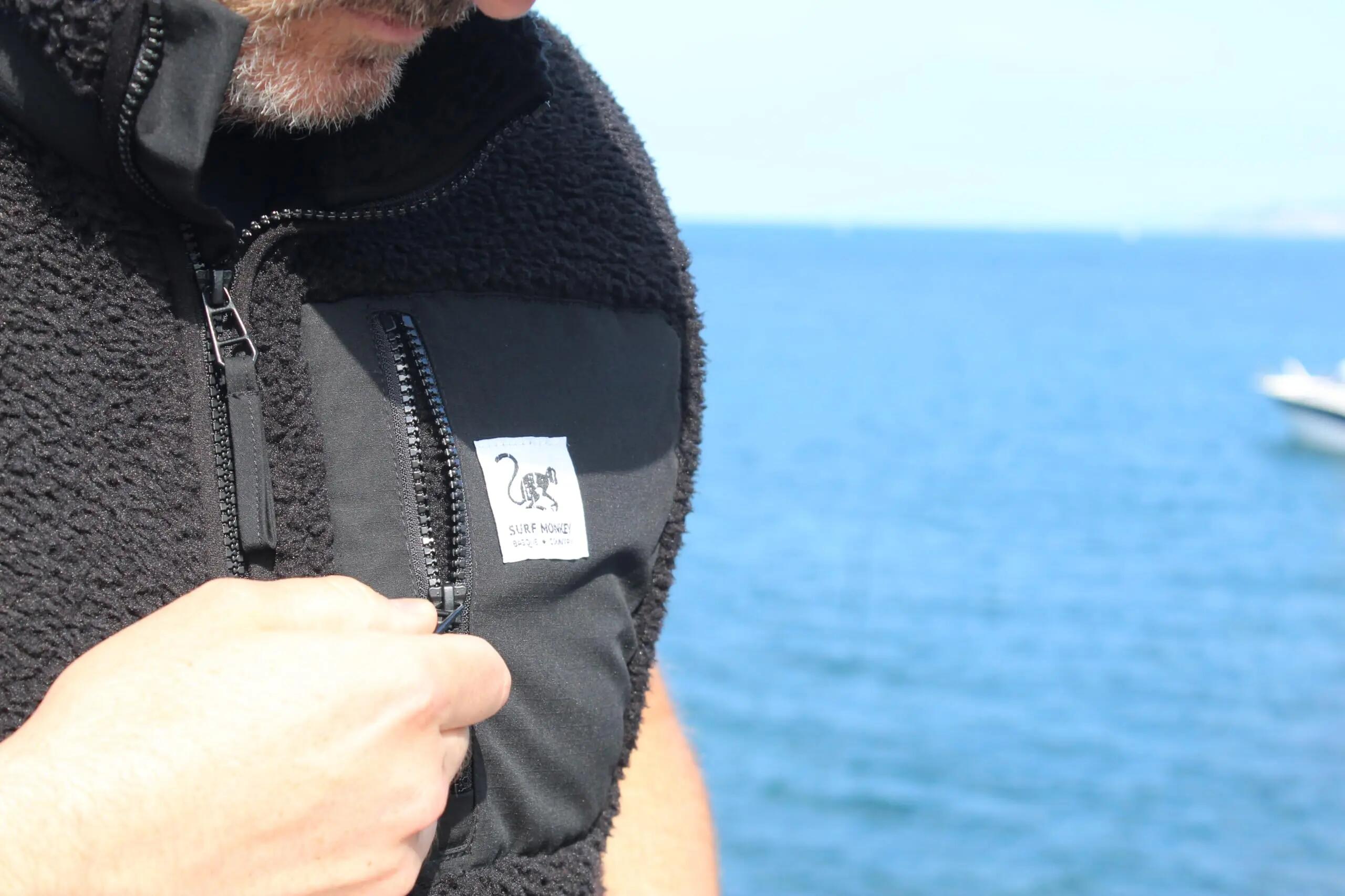 Gilet sherpa - Surf - Unisexe - Chaud, doux et confortable - Noir 4/5