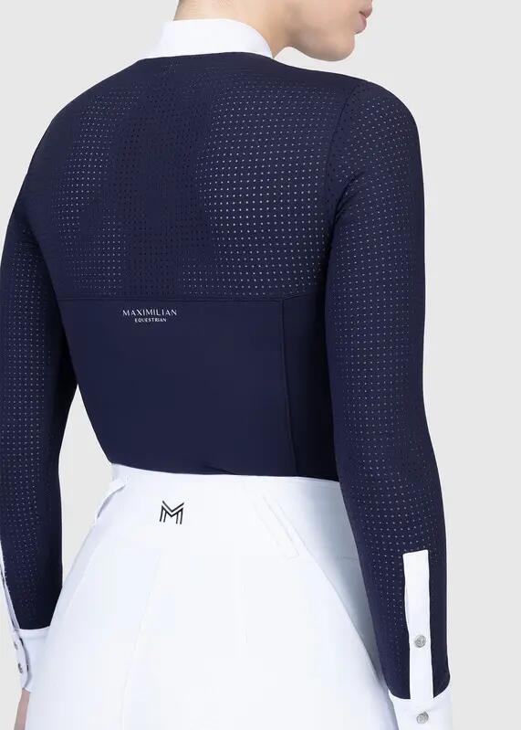 Camisa de Concurso Manga Larga Mujer Equitación Maximilian Grace Marino 6/8