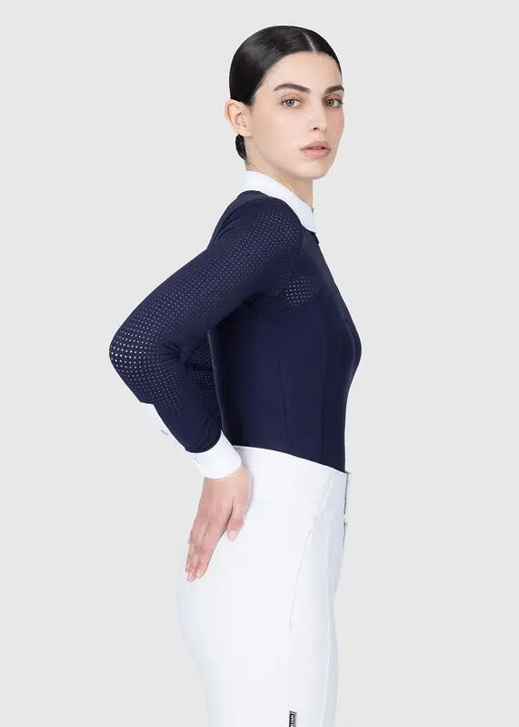 Camisa de Concurso Manga Larga Mujer Equitación Maximilian Grace Marino 4/8