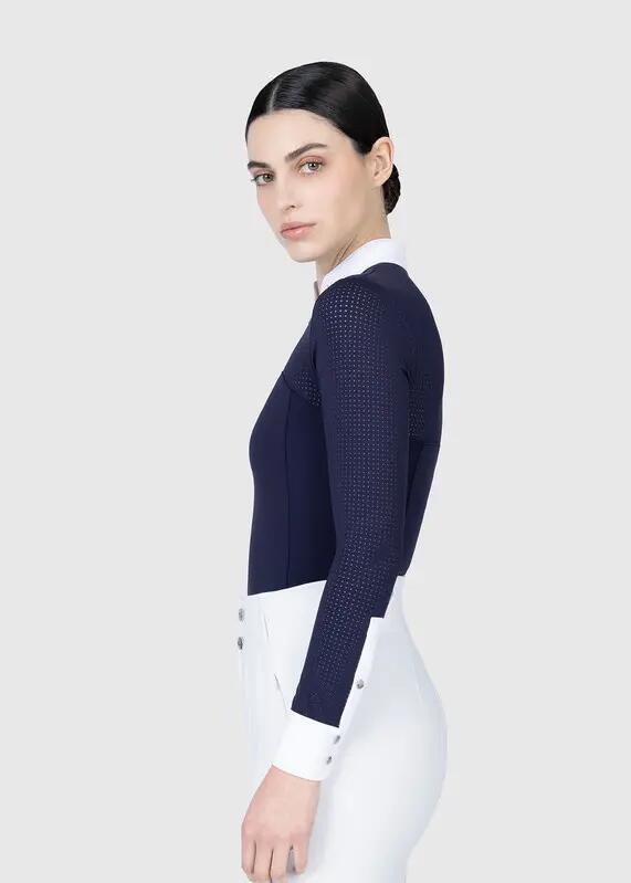 Camisa de Concurso Manga Larga Mujer Equitación Maximilian Grace Marino 2/8