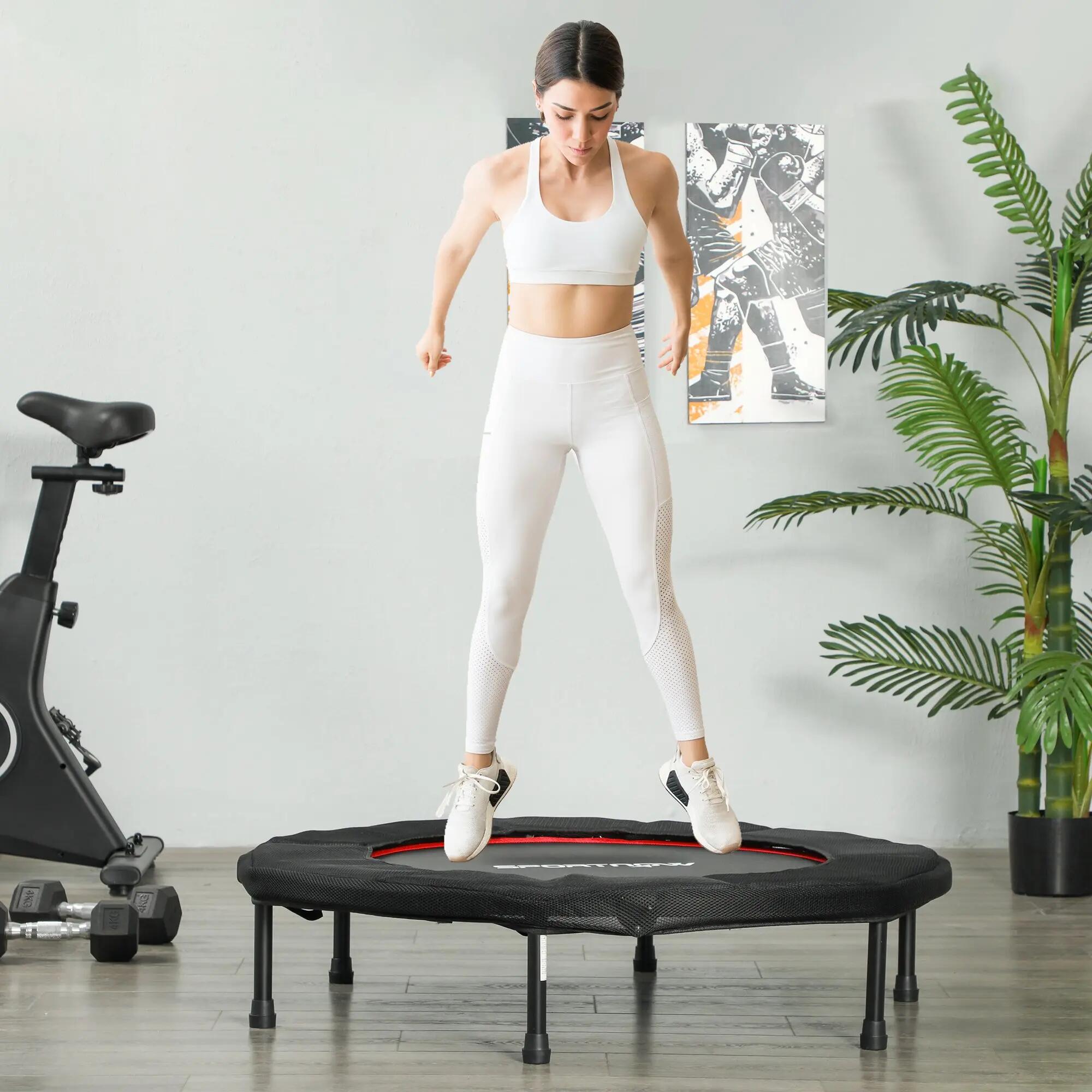 Trampoline exercice 102 cm pieds antidérapants acier 100 kg rouge 3/6