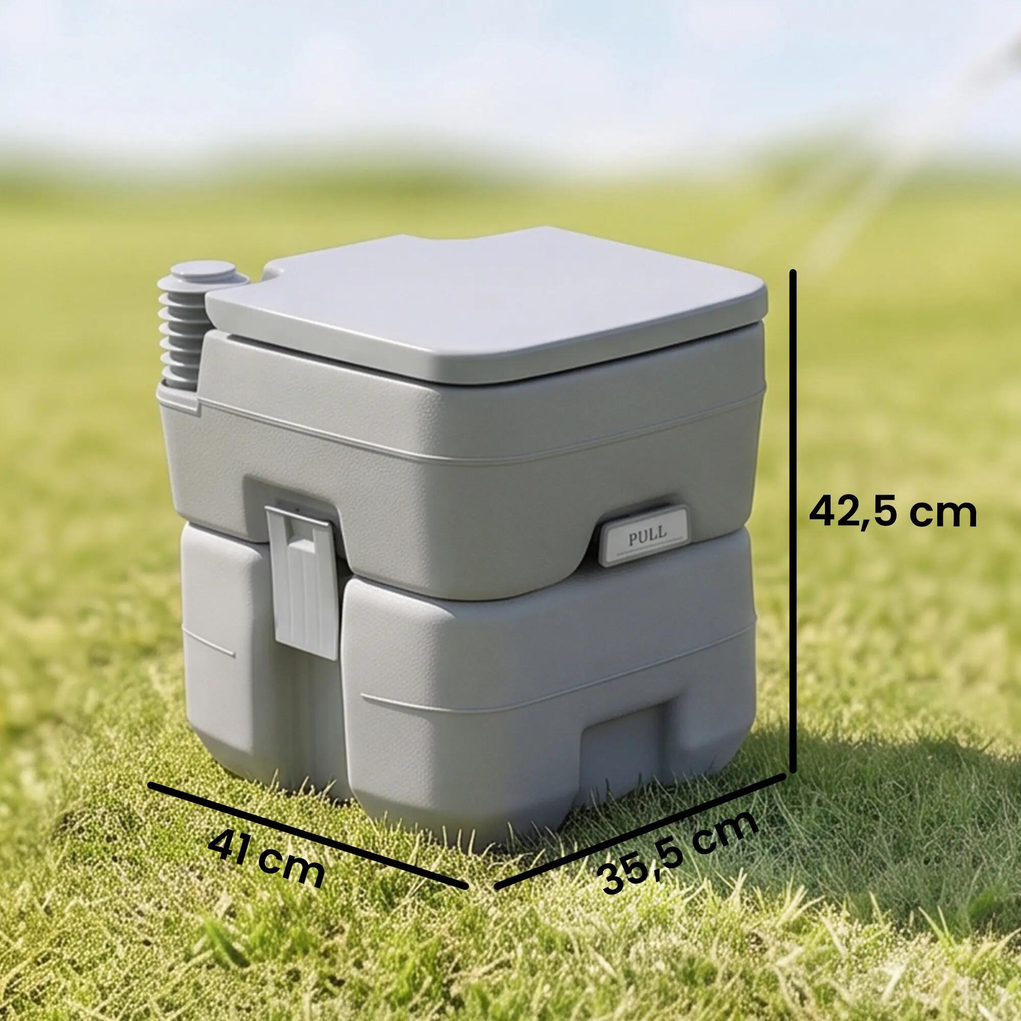 Toilettes portables - camping - léger, étanche, chasse d'eau - gris 5/6