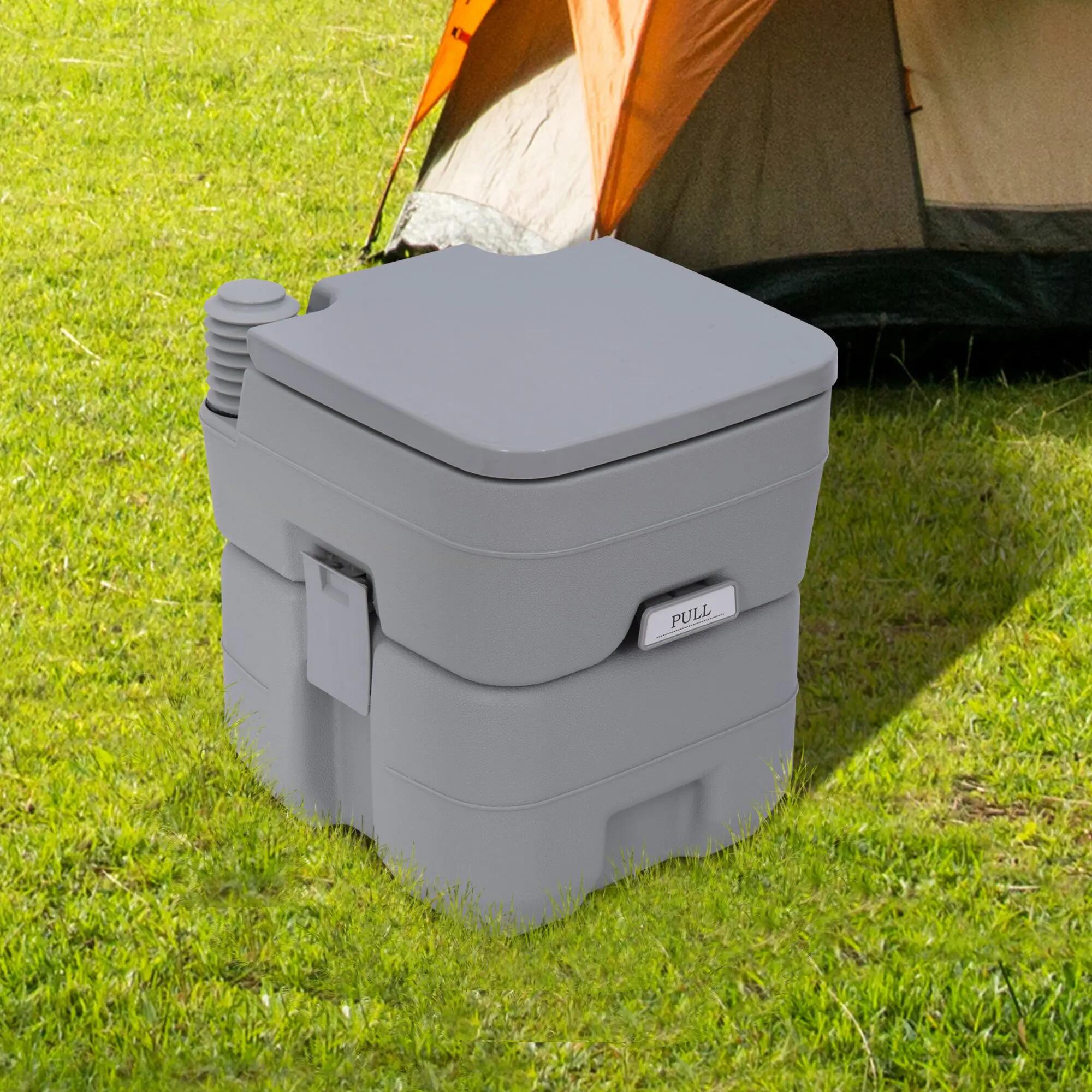 Toilettes portables - camping - léger, étanche, chasse d'eau - gris 3/6