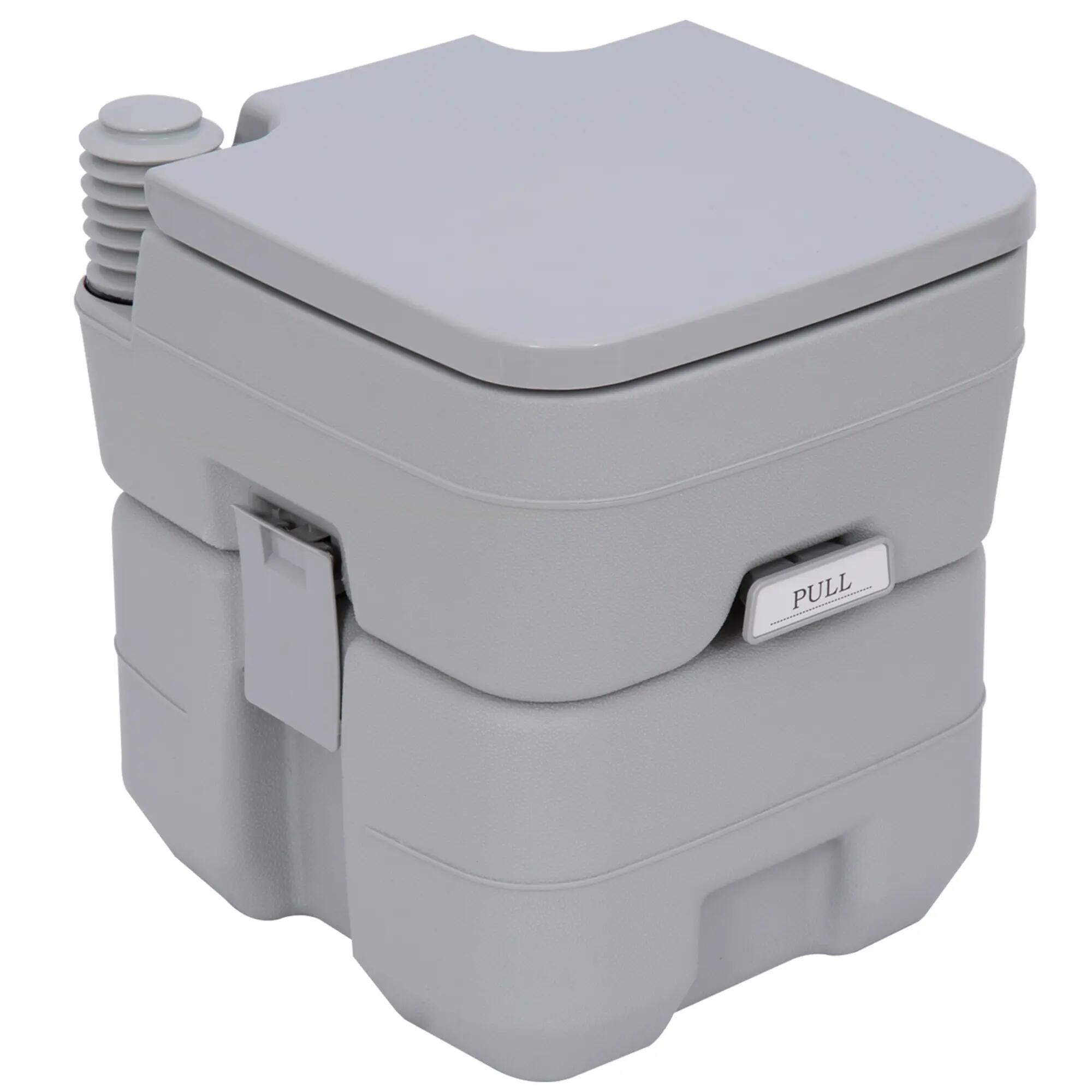 Toilettes portables - camping - léger, étanche, chasse d'eau - gris 2/6