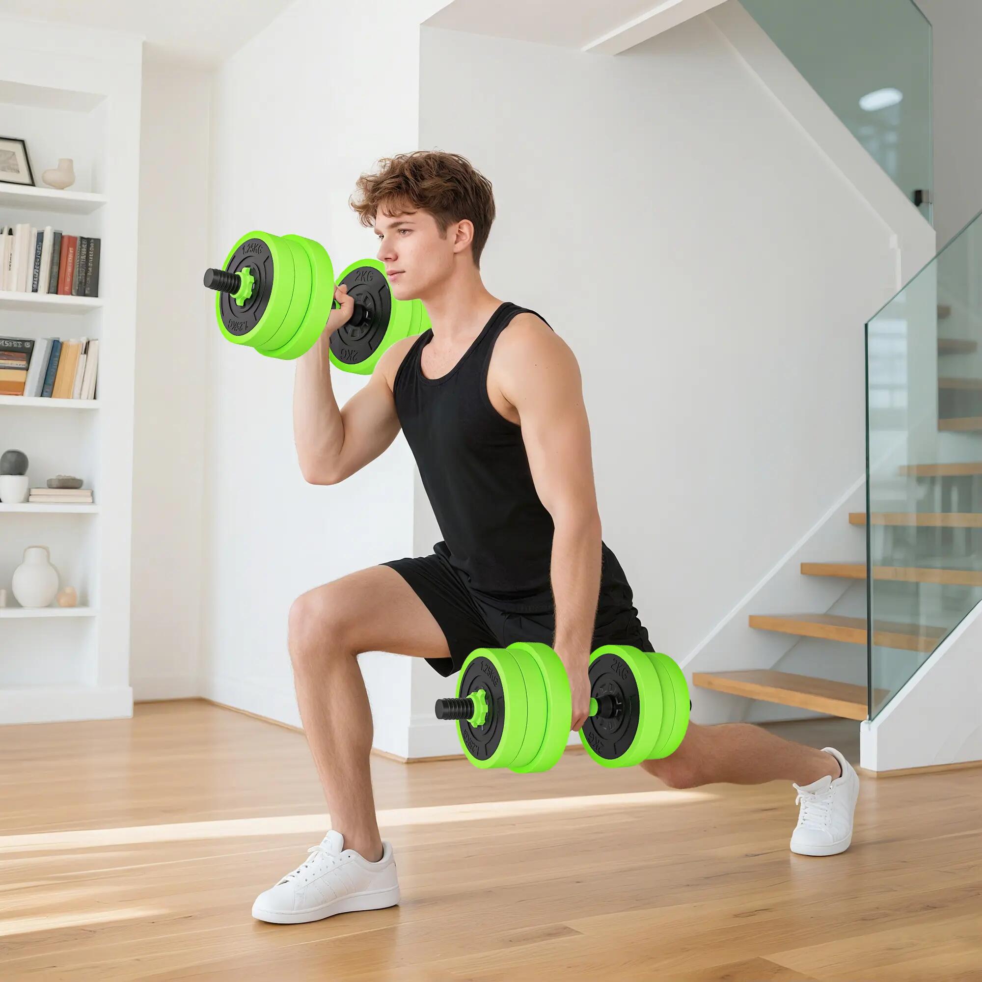 Ensemble d'haltères - musculation - unisexe - réglable - vert 4/6