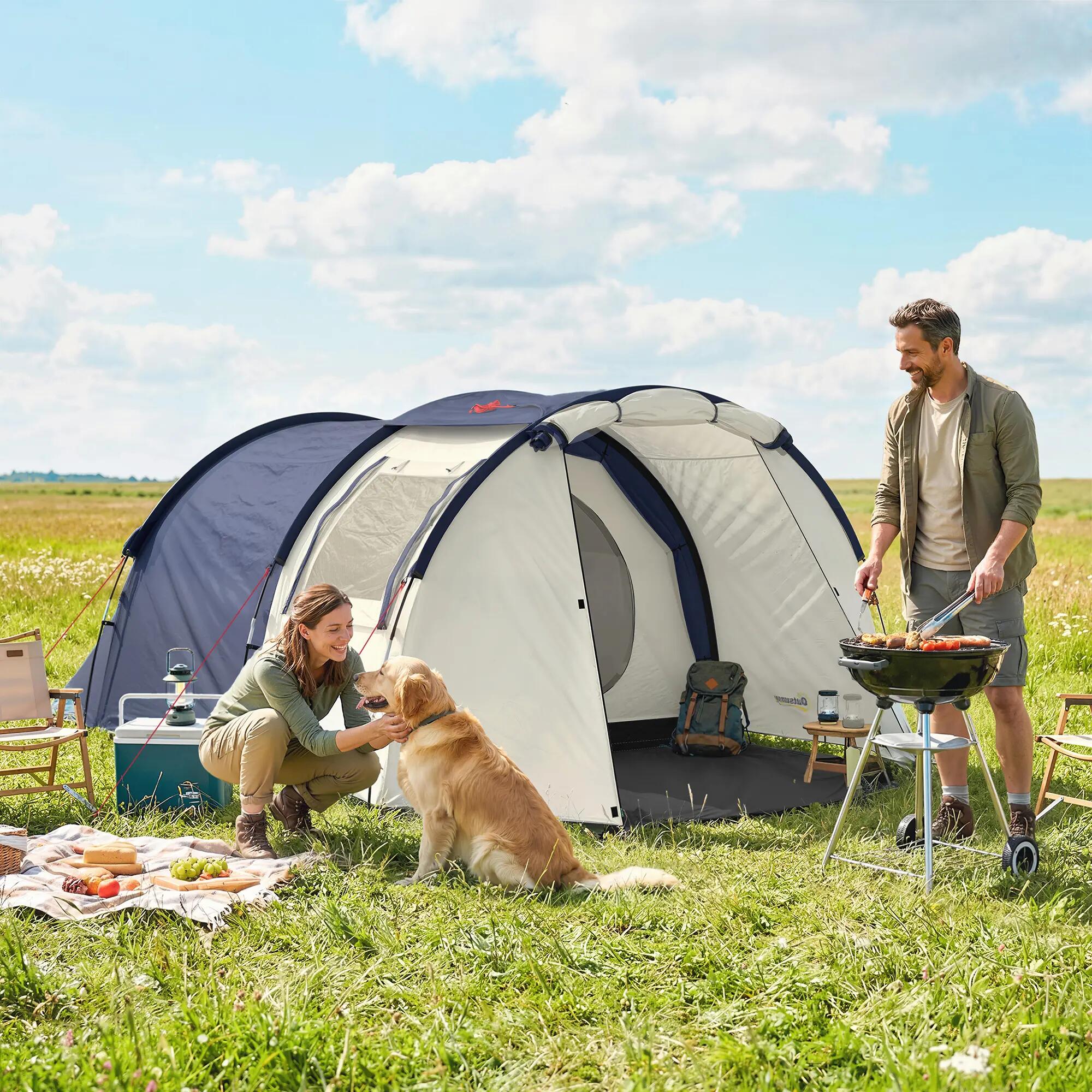 Tente tunnel - Camping - Chambre et séjour séparés - Polyester 3/6