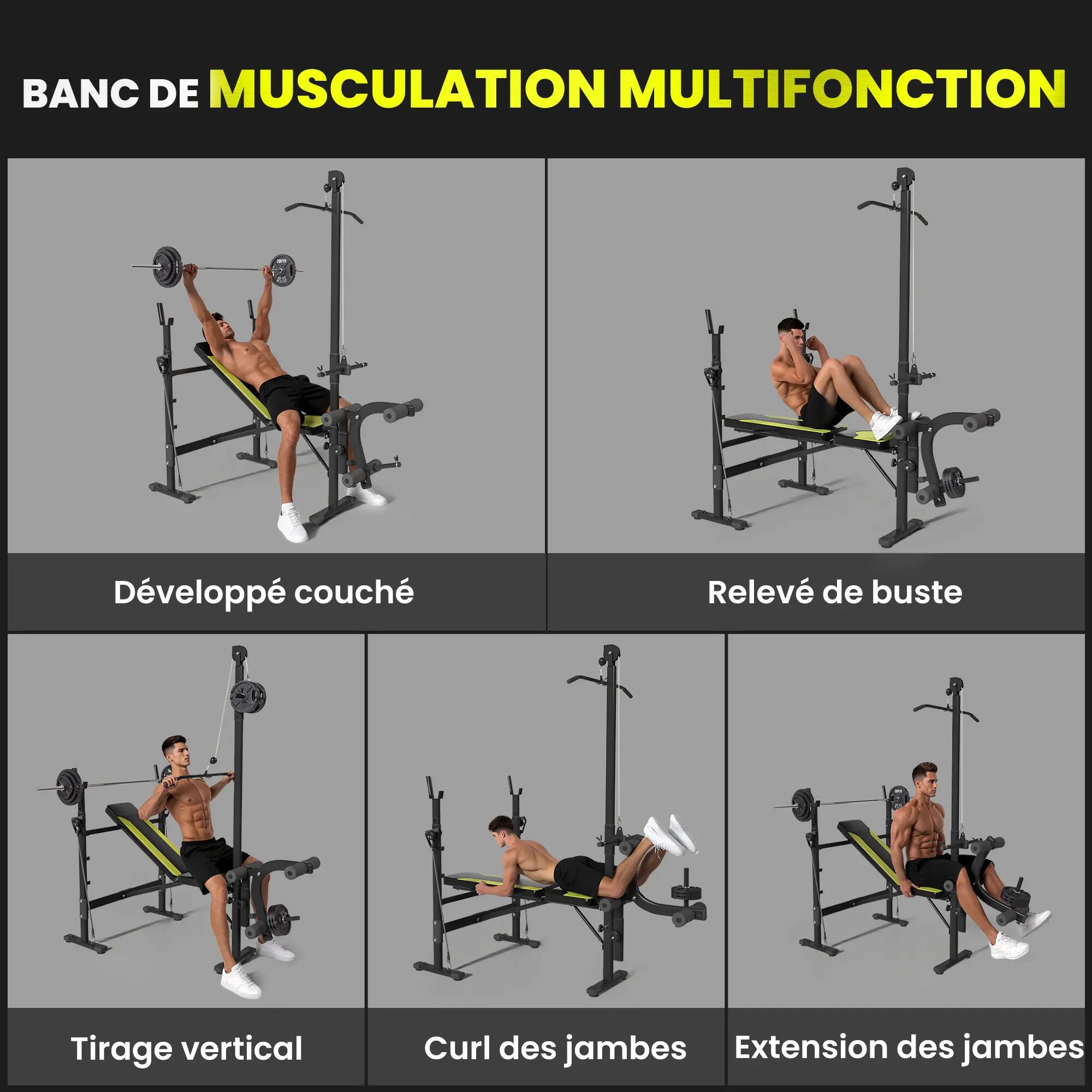 Banc de musculation pour des entraînements de fitness complets avec dossier 6/9