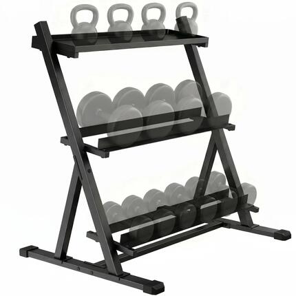 Support pour haltères à 3 niveaux, support de poids réglable en acier pour haltè
