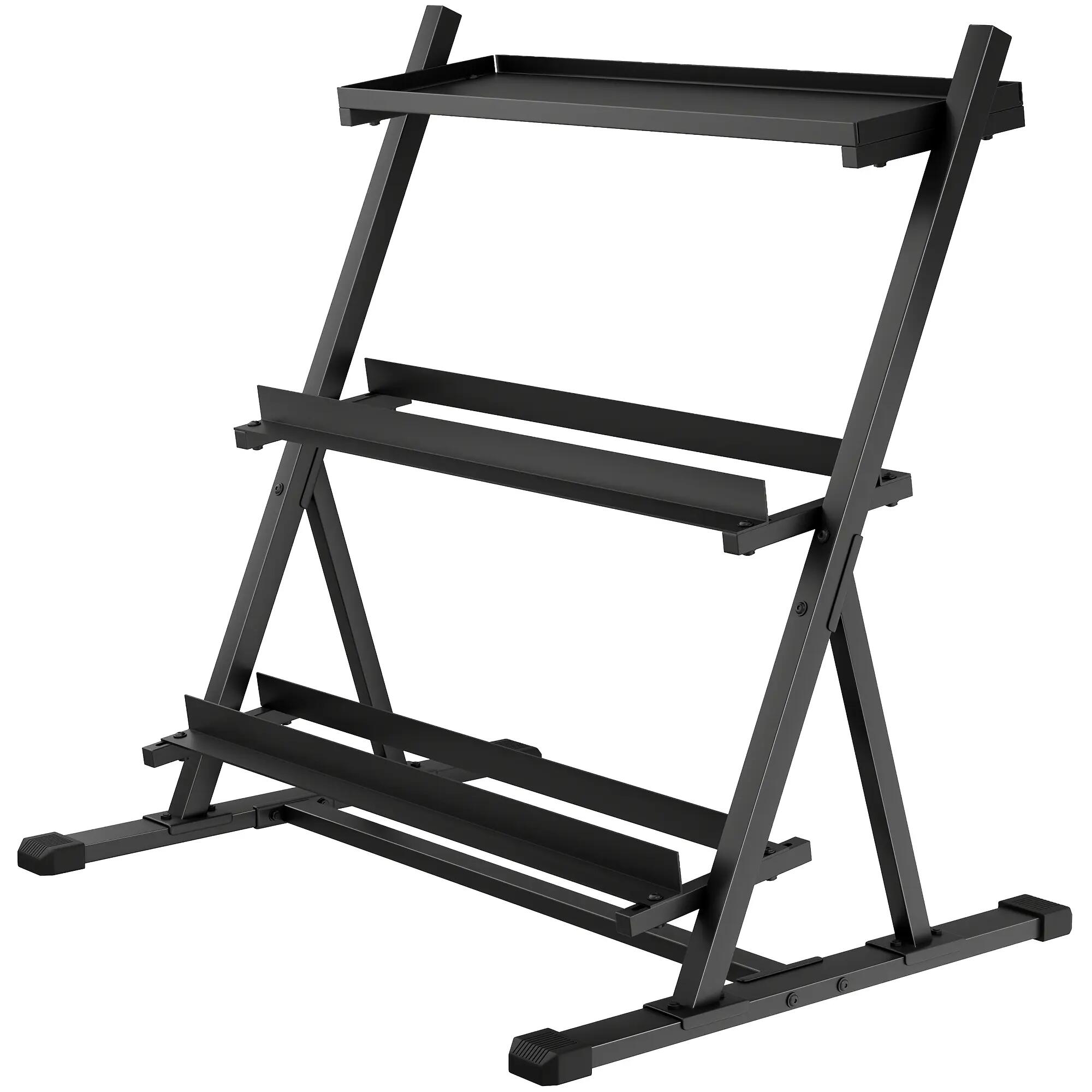 support haltères - fitness - 3 niveaux antidérapant - noir 2/6