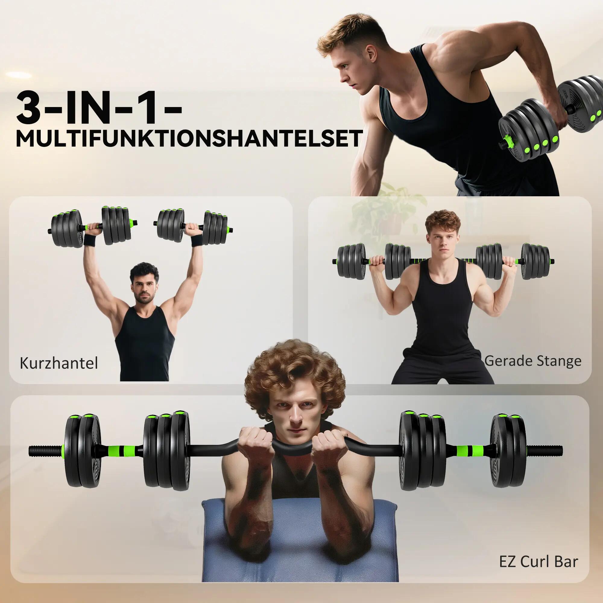 Haltères - musculation - hommes - 3 en 1 barre et ez 6/6