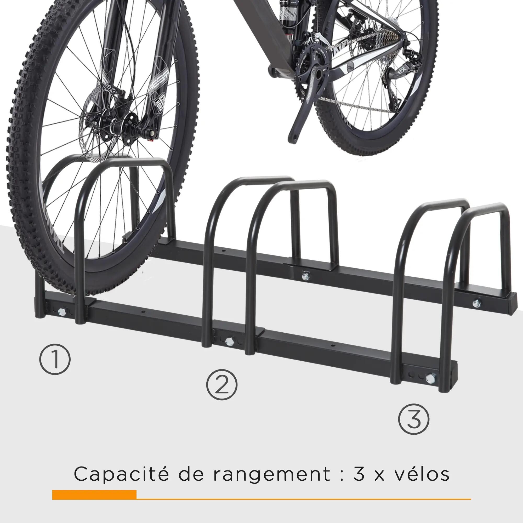 Râtelier vélo - rangement - 3 emplacements - acier - noir 6/6
