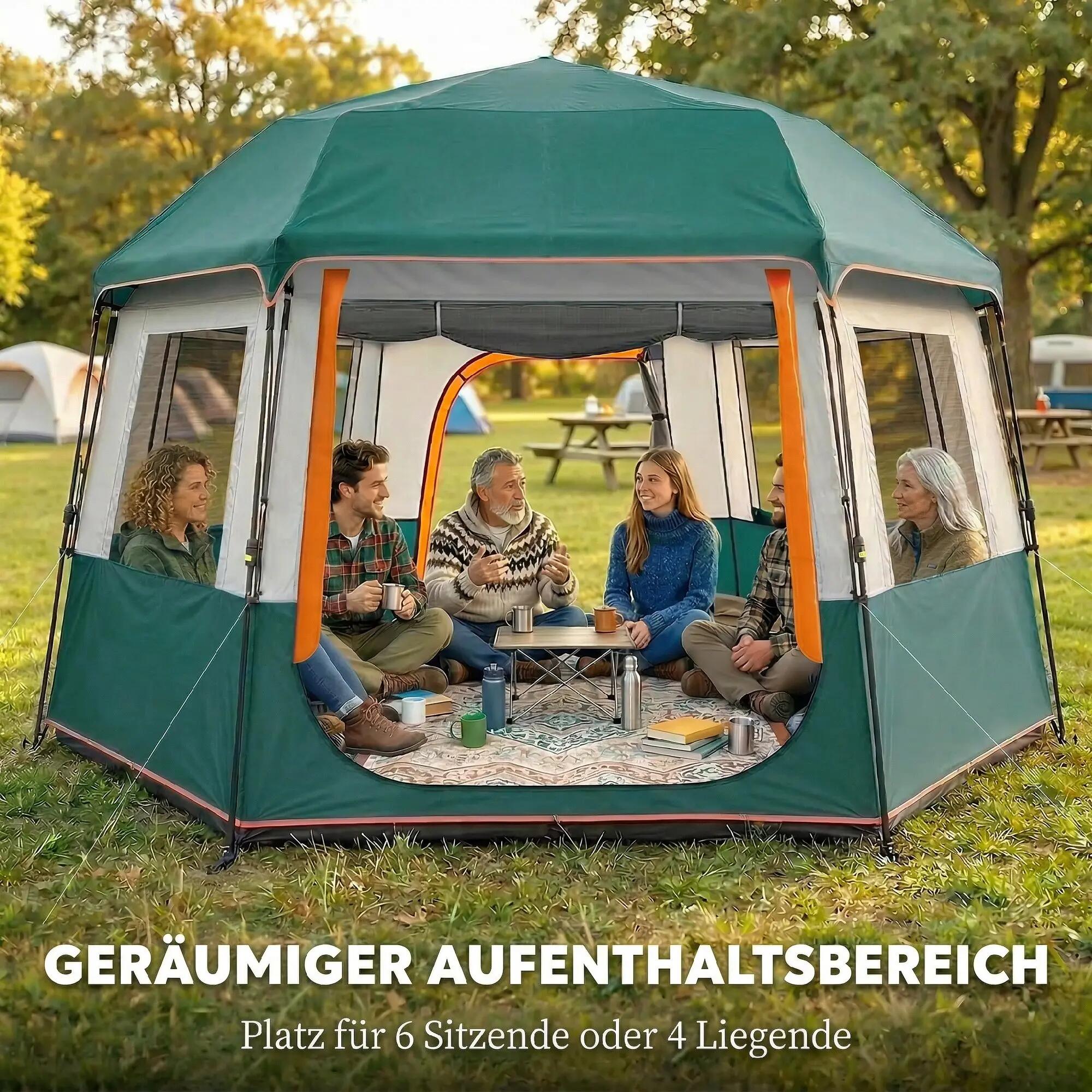 Tente de camping - Imperméable 3000 mm, robuste - Verte 6/6