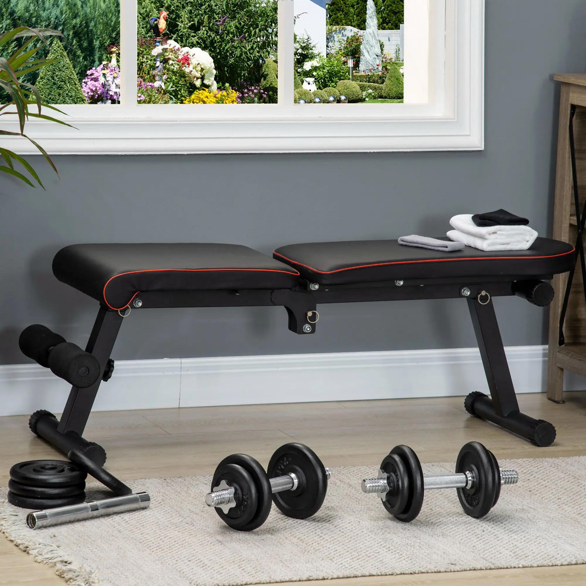 Haltère, barre d'haltères, 2 en 1, 20 kg, 8 disques de poids, acier inoxydable, 4/9