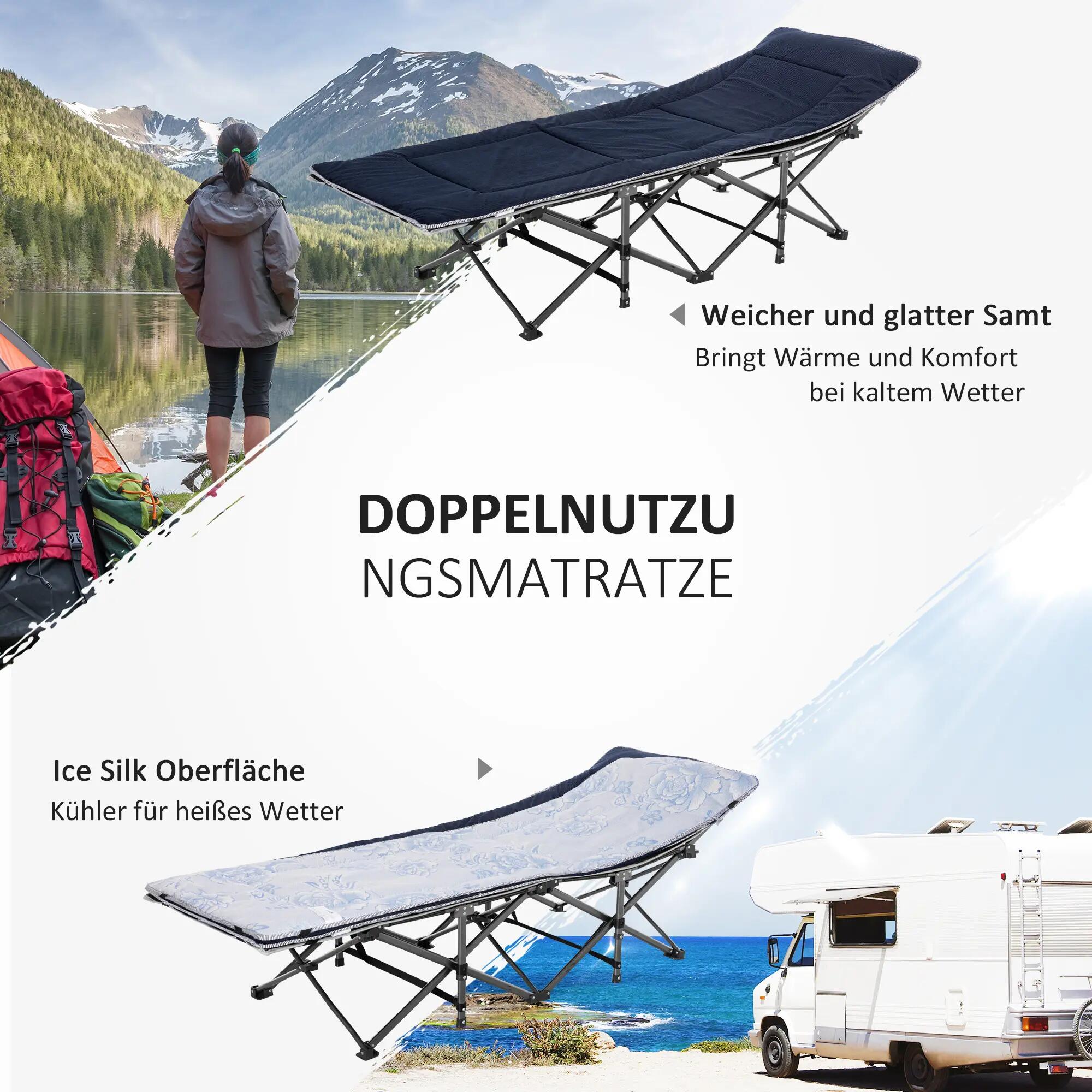 Lit de camp - Camping - Pliable oreiller et têtière - Bleu foncé 6/6
