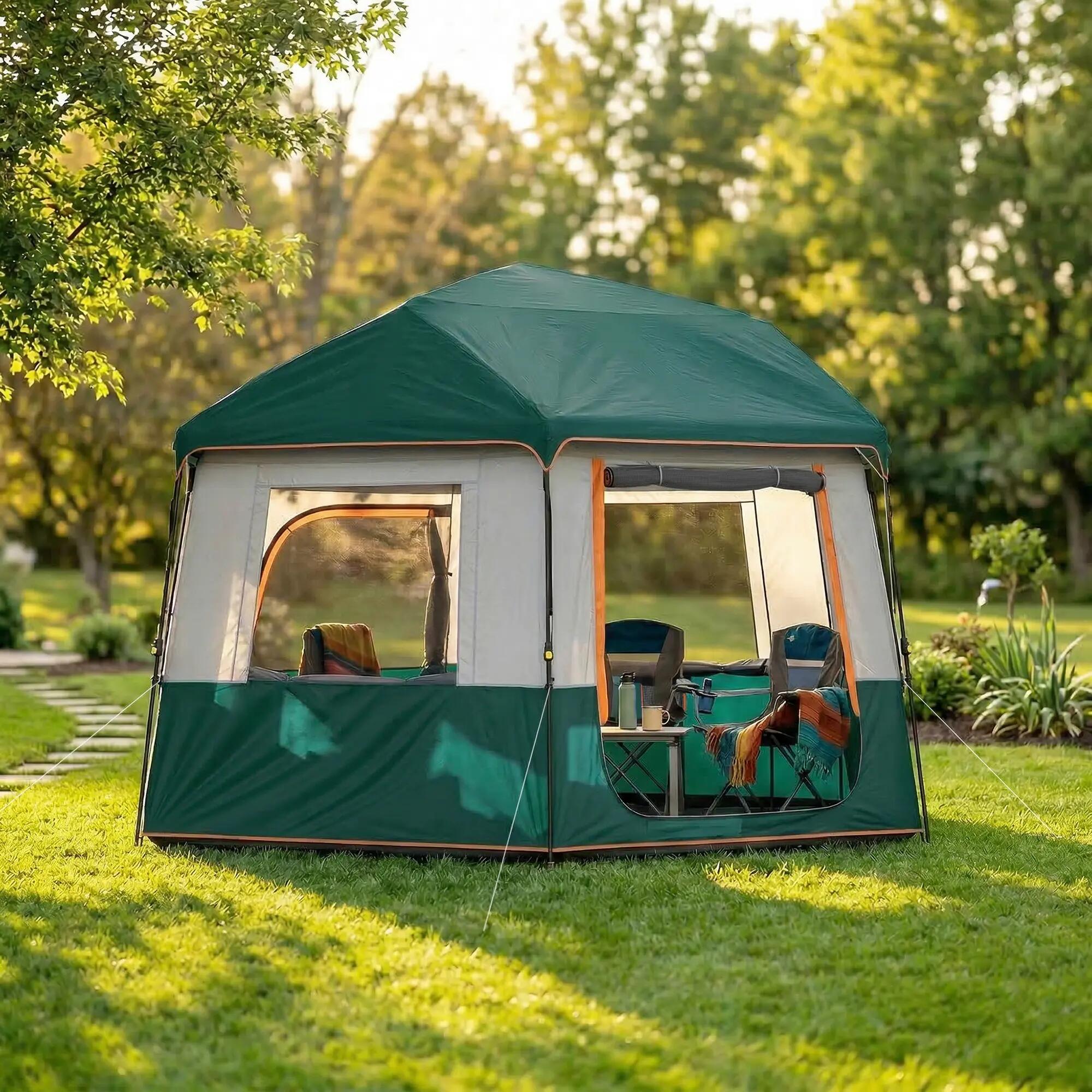 Tente de camping - Imperméable 3000 mm, robuste - Verte 4/6