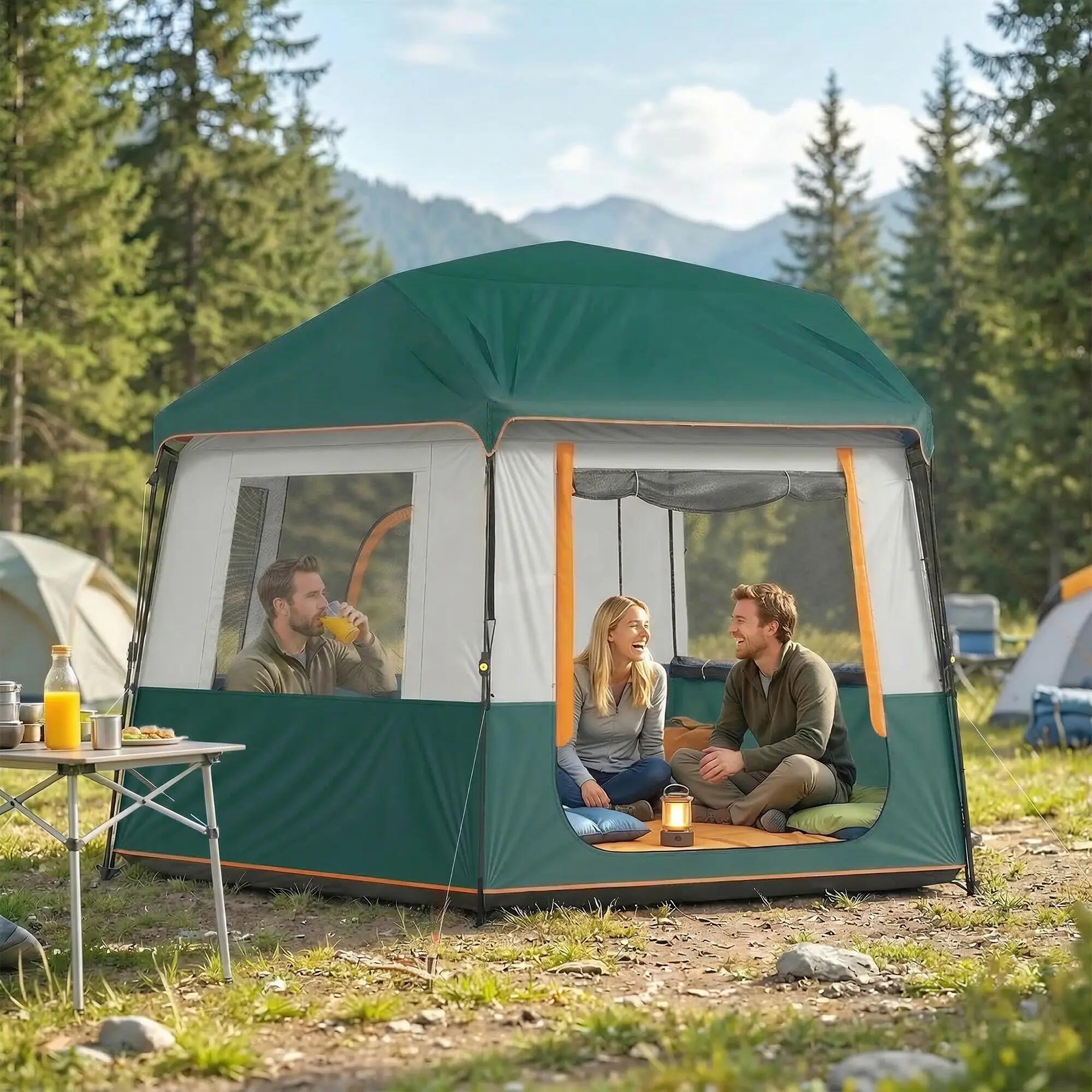 Tente de camping - Imperméable 3000 mm, robuste - Verte 3/6