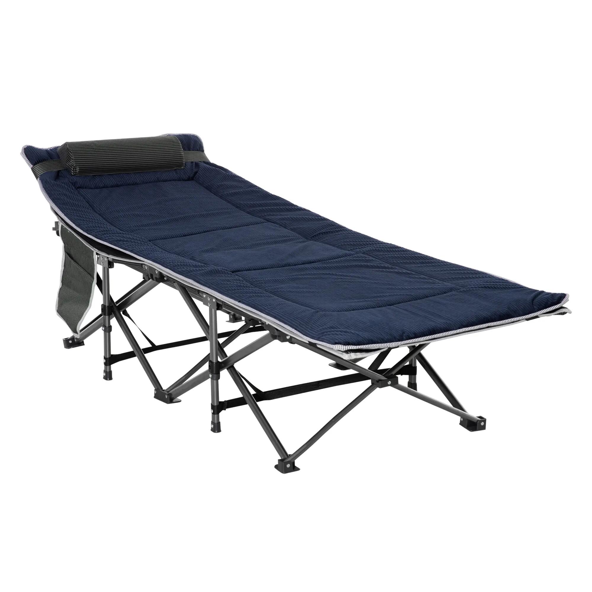 Lit de camp - Camping - Pliable oreiller et têtière - Bleu foncé 2/6