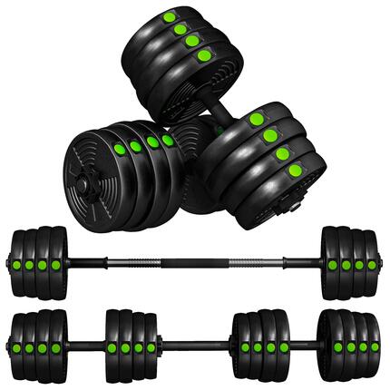Ensemble d'haltères 2 en 1 (barre et haltères), 30 kg, antidérapant, respectueux