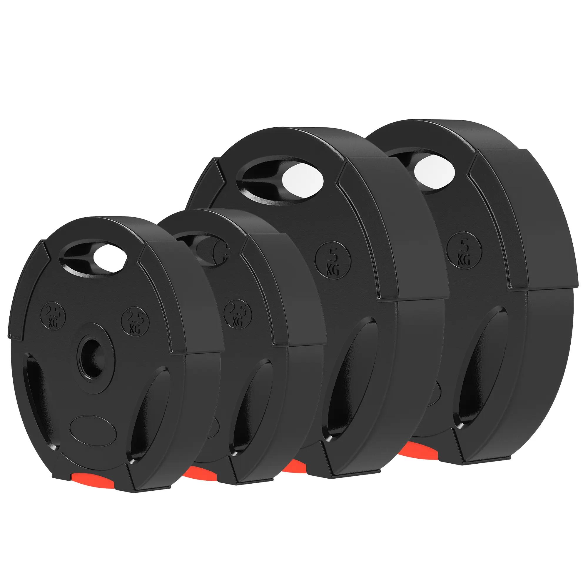 Disques de musculation - Haltérophilie - Unisexe - 2 x 5 kg et 2 x 2,5 kg - Noir 2/6