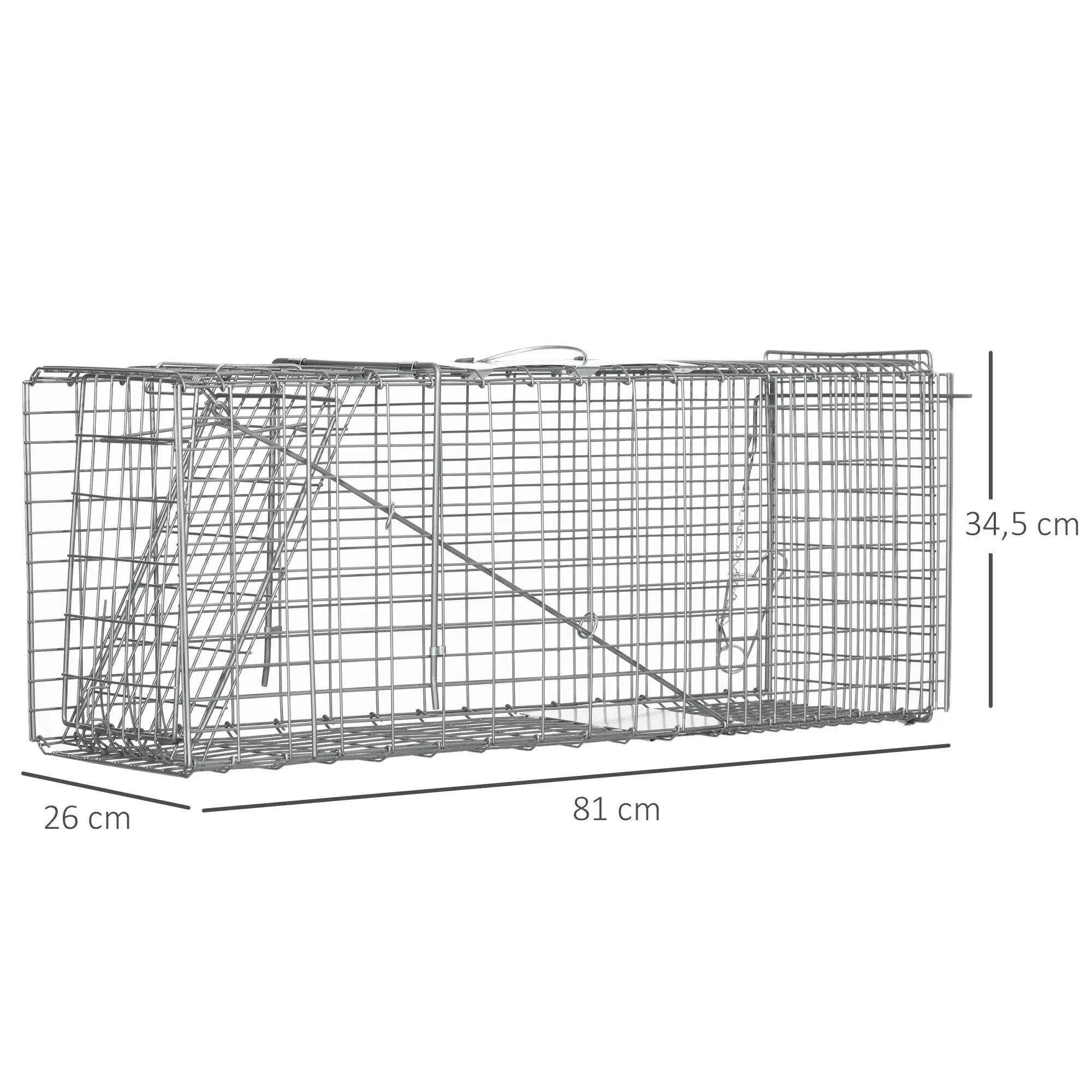 Trampa para Animales Outsunny 81x26x34.5 cm Plata 3/5