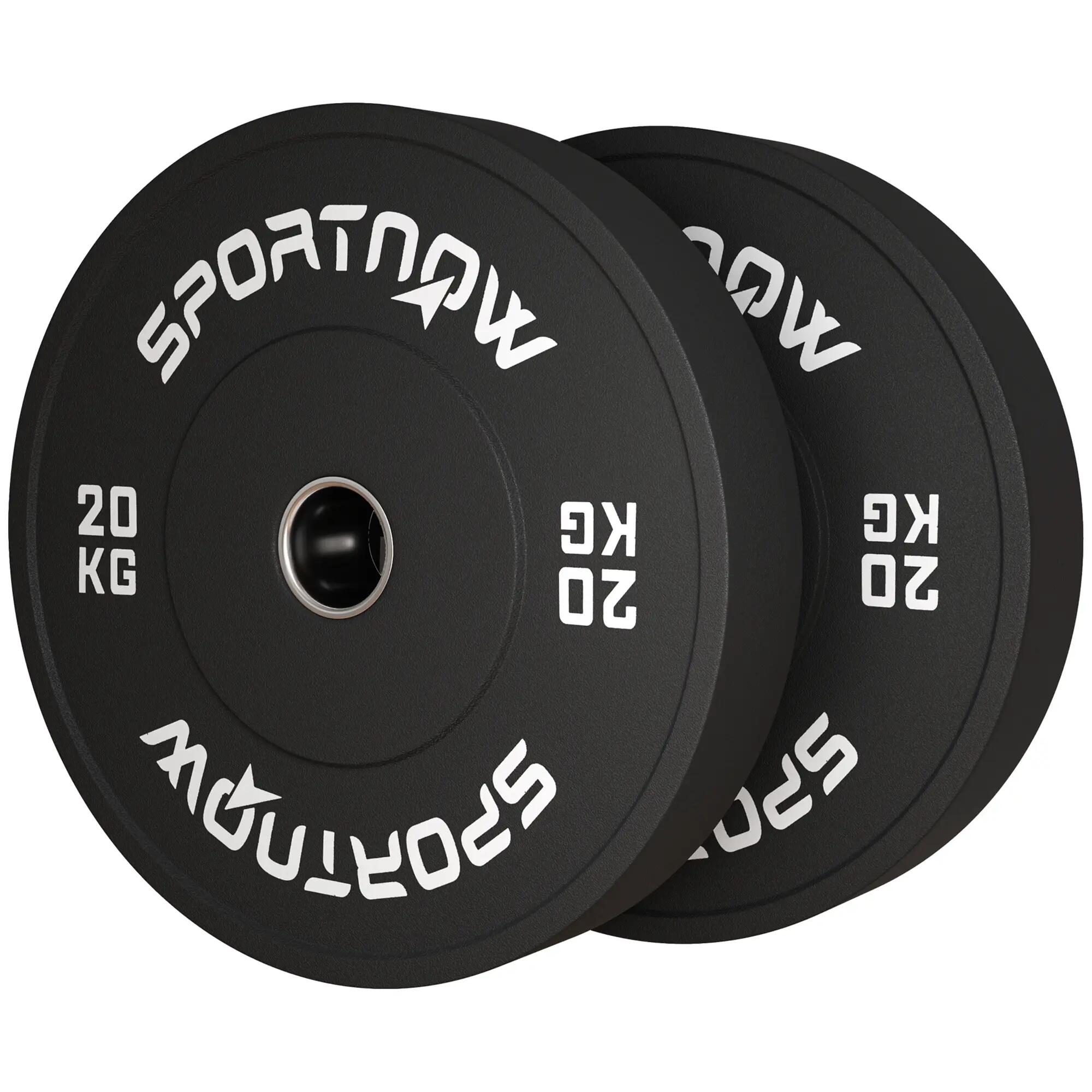 Disques de musculation - Haltérophilie - Disques olympiques en caoutchouc - Noir 2/6